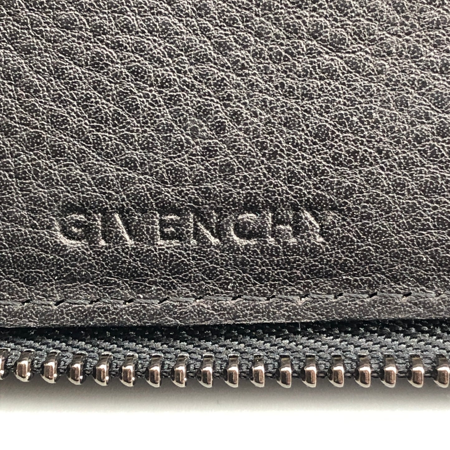 Givenchy 4G Embossed Black Leather Zip Around Long Wallet