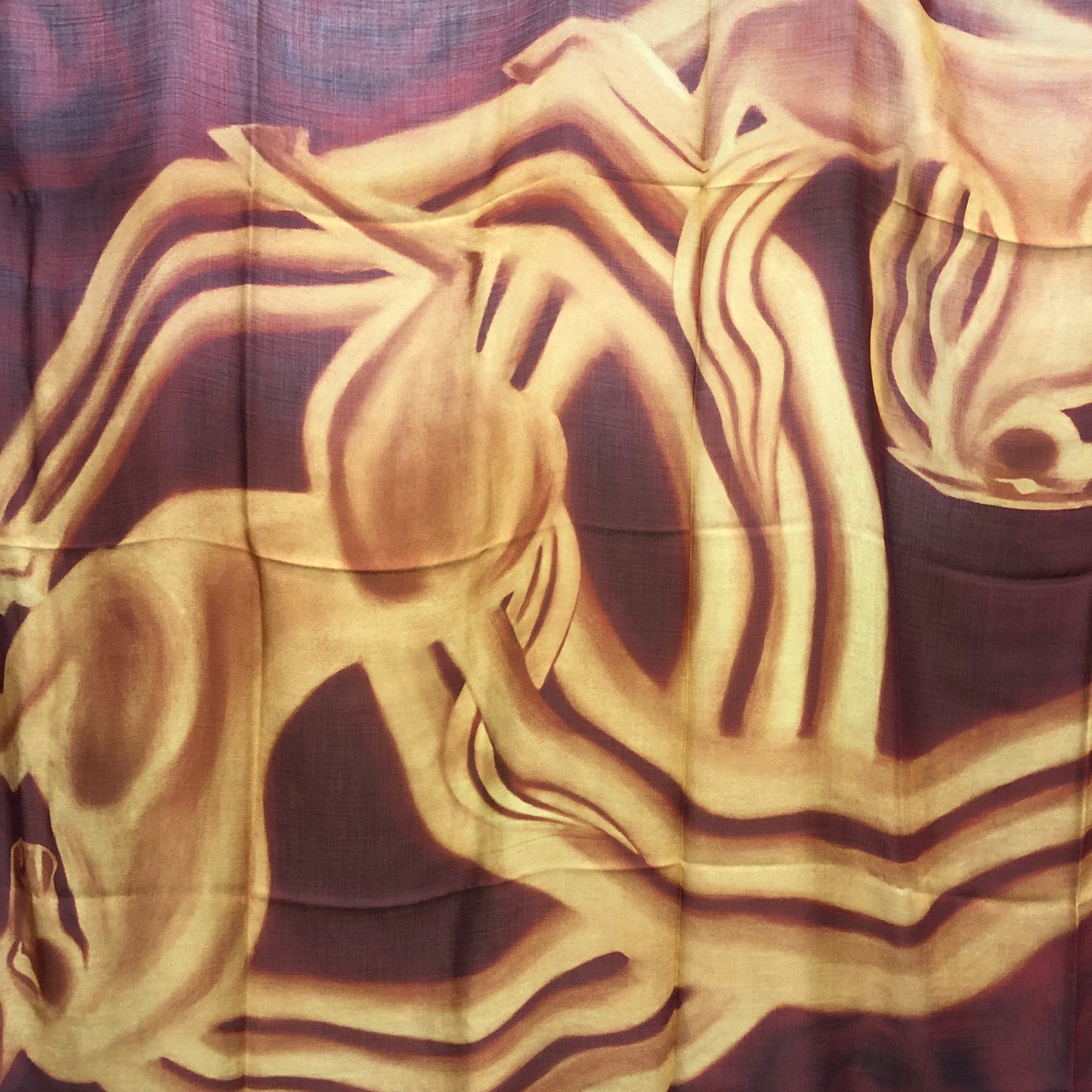 Chanel  Cashmere Silk Blend Shawl Red/Yellow Horse Print 138*190cm