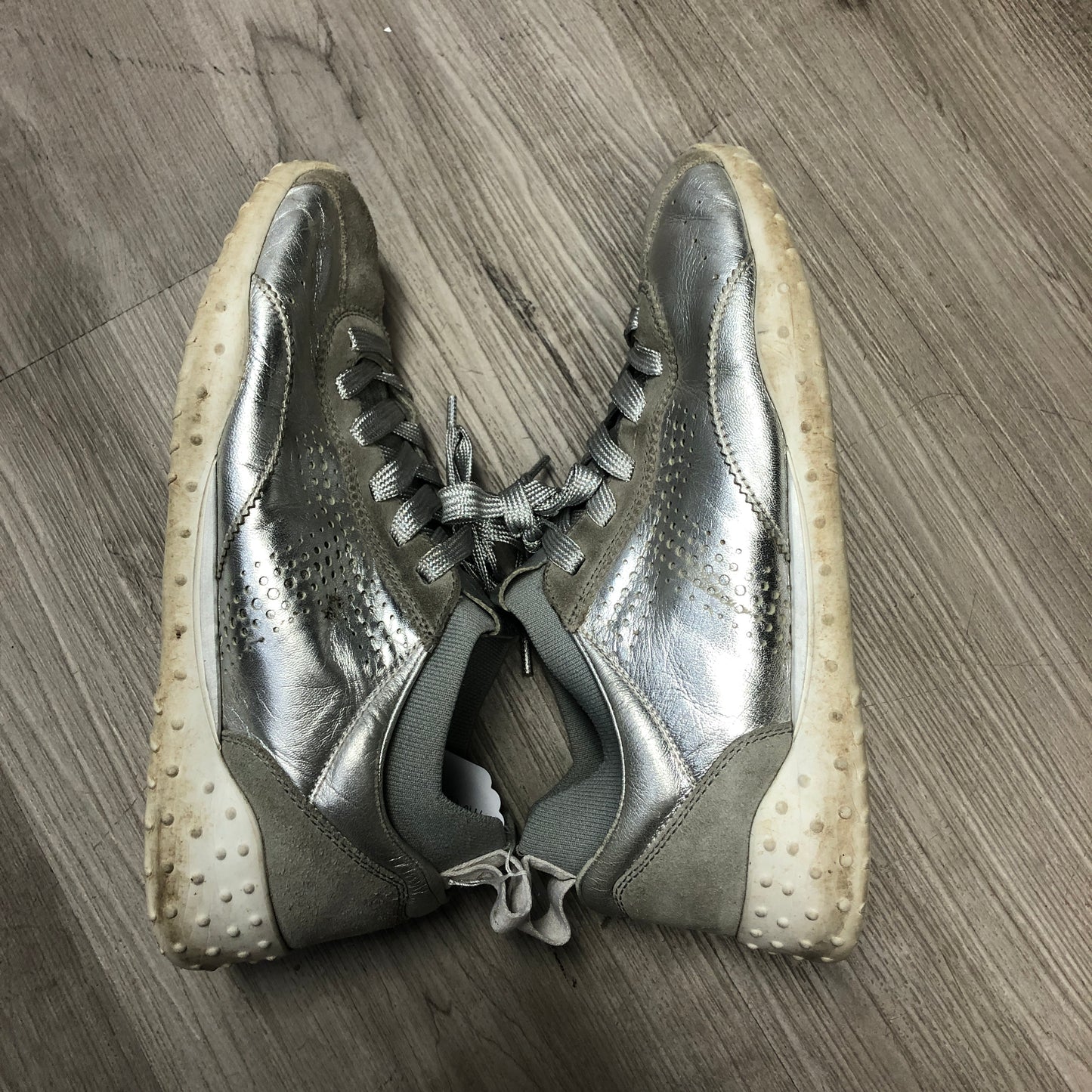 Tod's Women's Silver Leather & Suede Sneakers Size 37.5