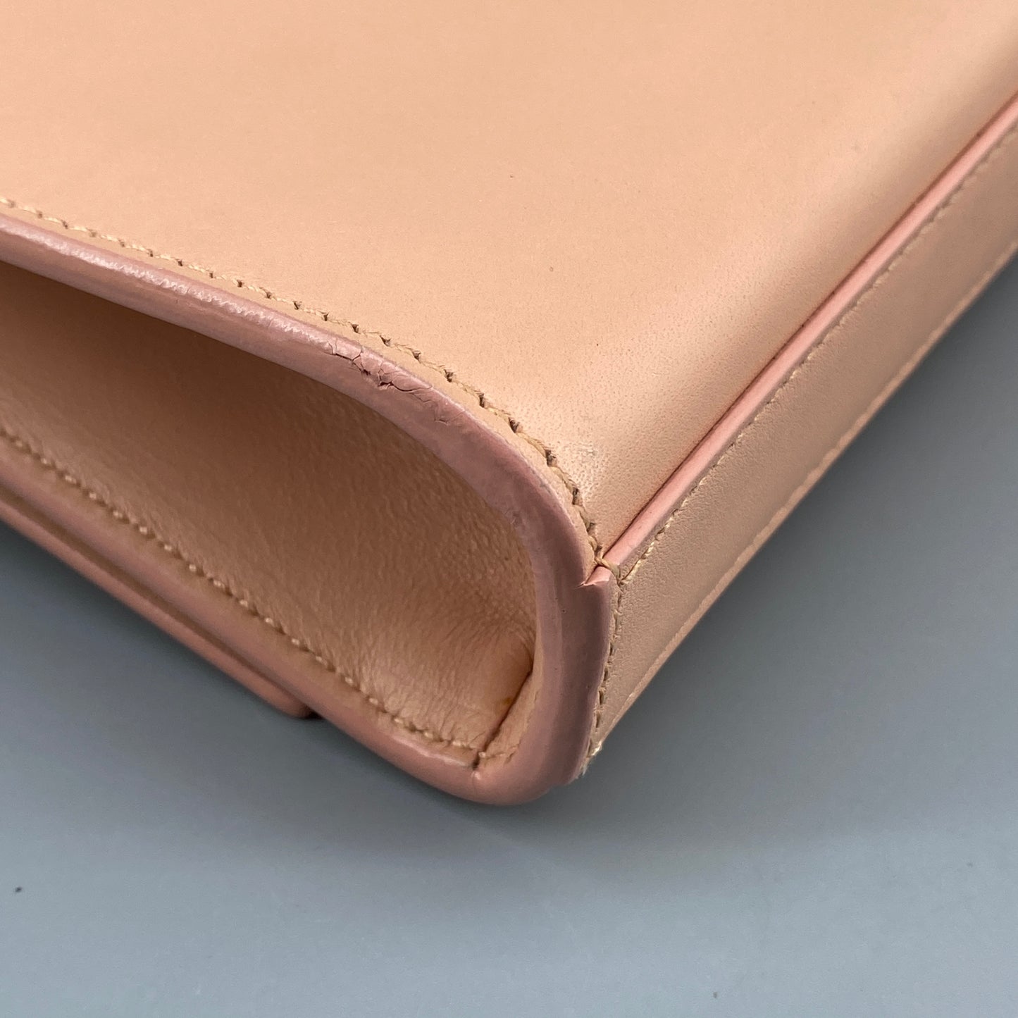 Saint Laurent Nude Smooth Leather YSL Logo Clutch Bag