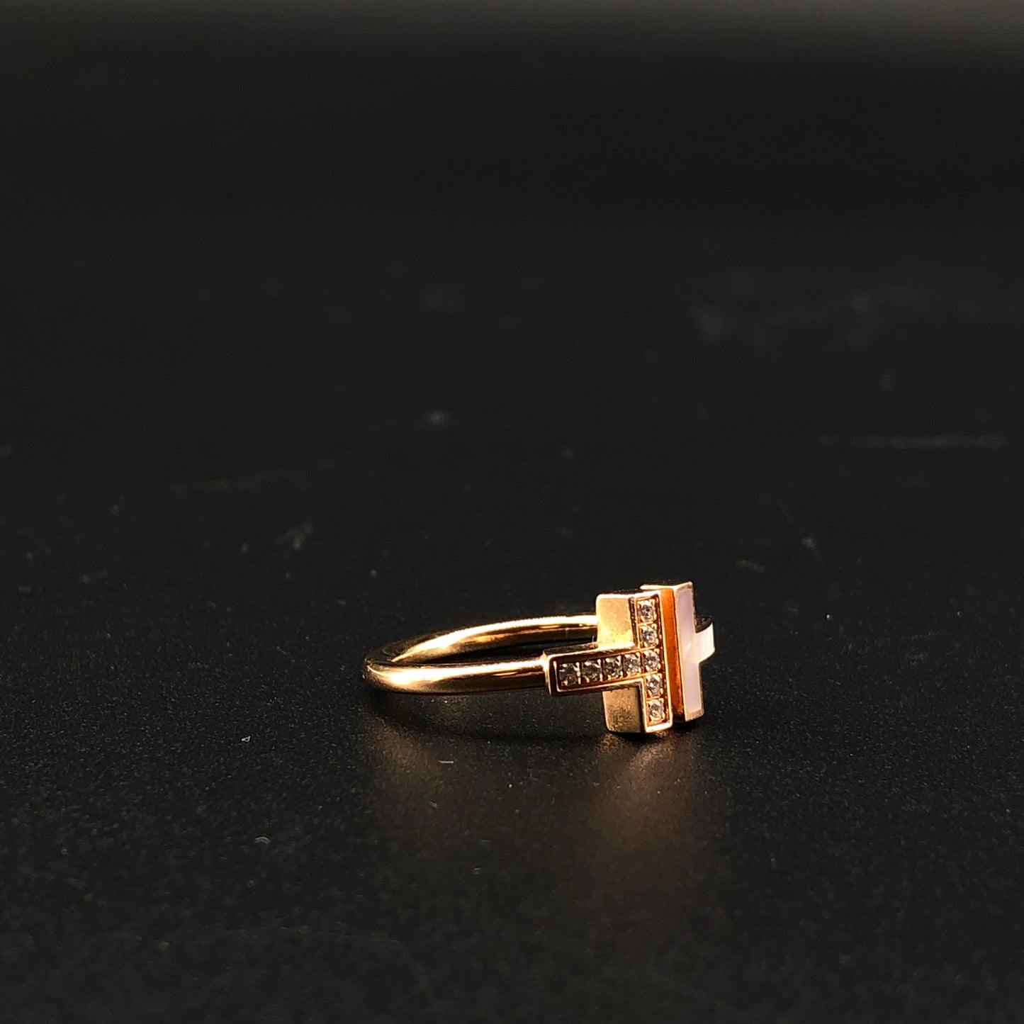 Tiffany & Co. AU750 18K Yellow Gold T Narrow Band Ring Size 57mm