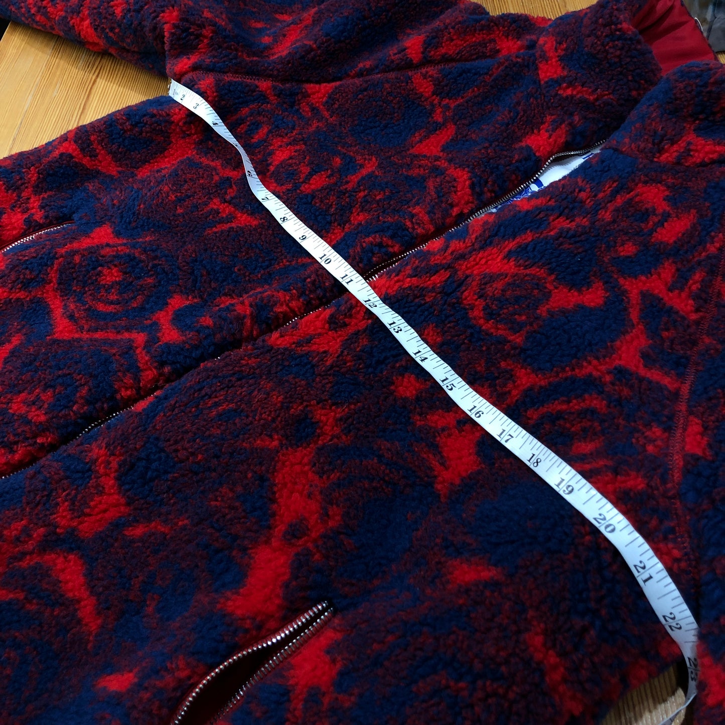 Burberry Navy & Hot Red Floral Fleece Full-Zip Stand Collar Jacket Size 2