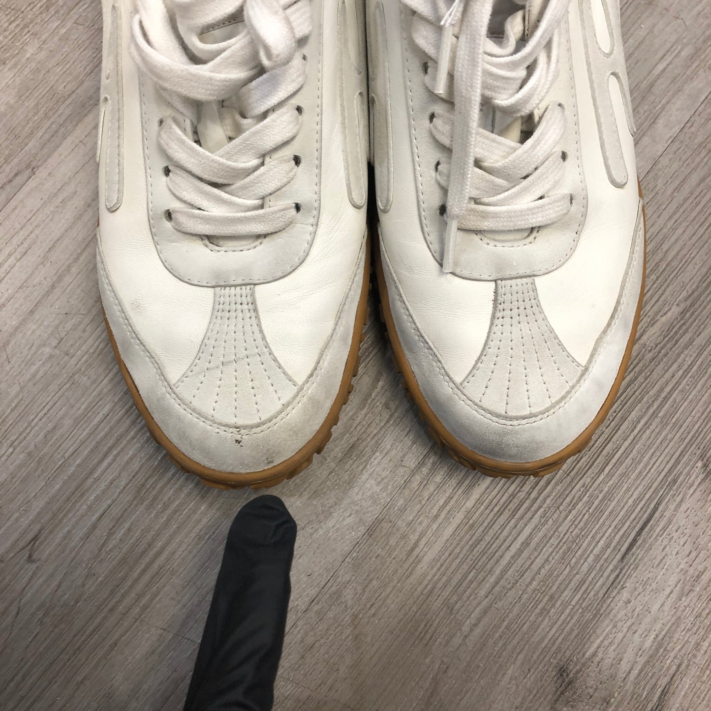 Hermes Women's Calfskin Low Top Lace Up Casual Sneaker Shoes 36 White