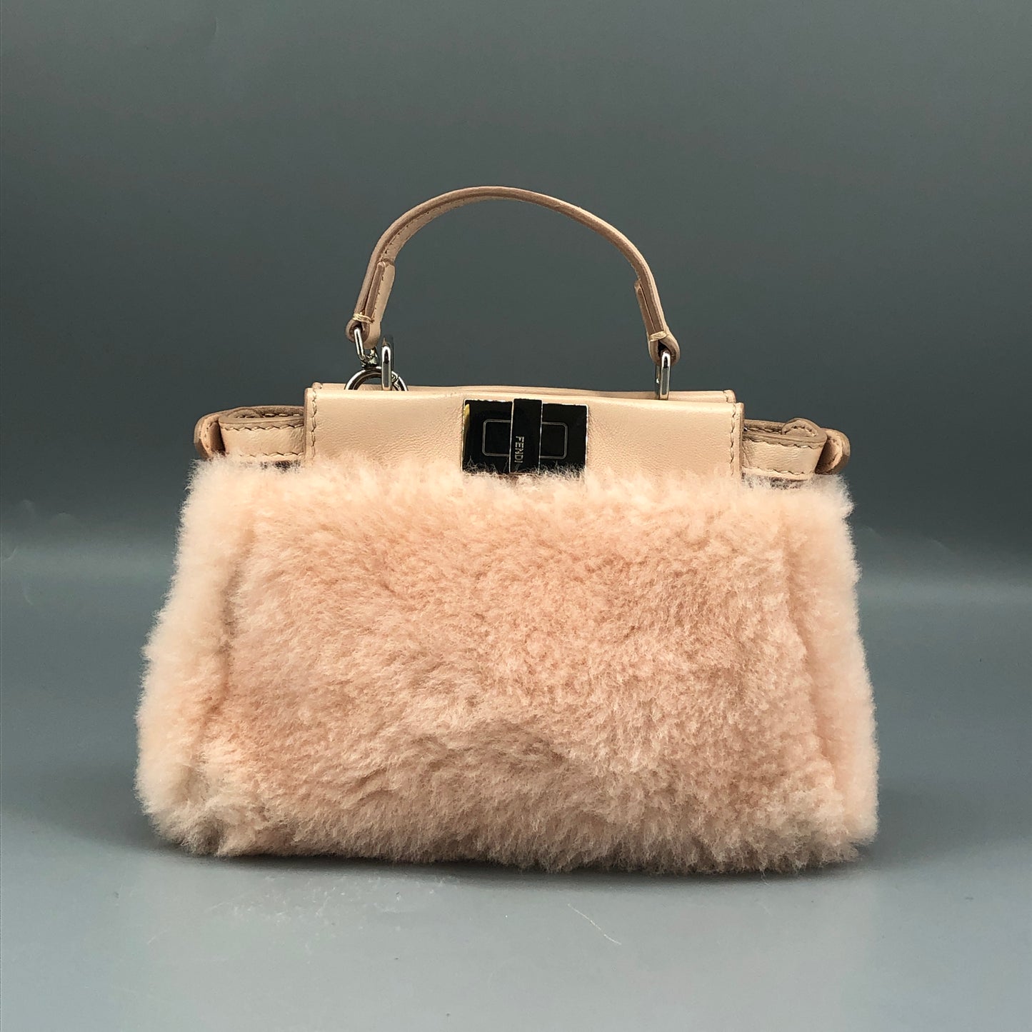 Fendi Peekaboo Mini Shearling Handbag Blush Pink