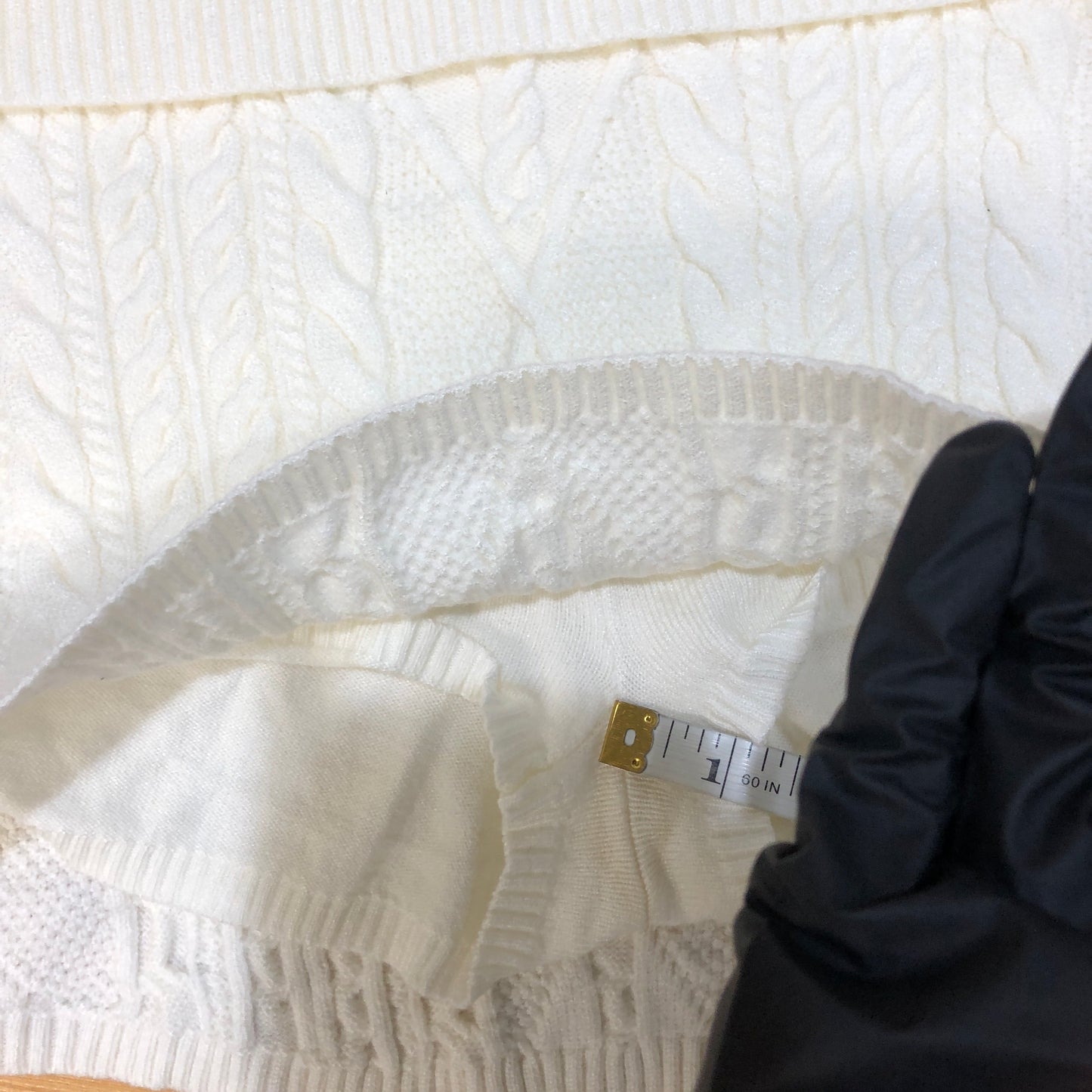 Frankies Bikinis Cream Cable-Knit Mini Skirt S