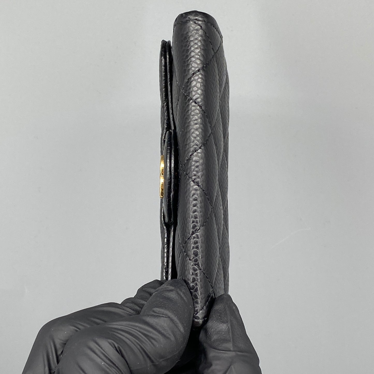 Chanel Black Caviar Quilted Leather Flap Card Wallet