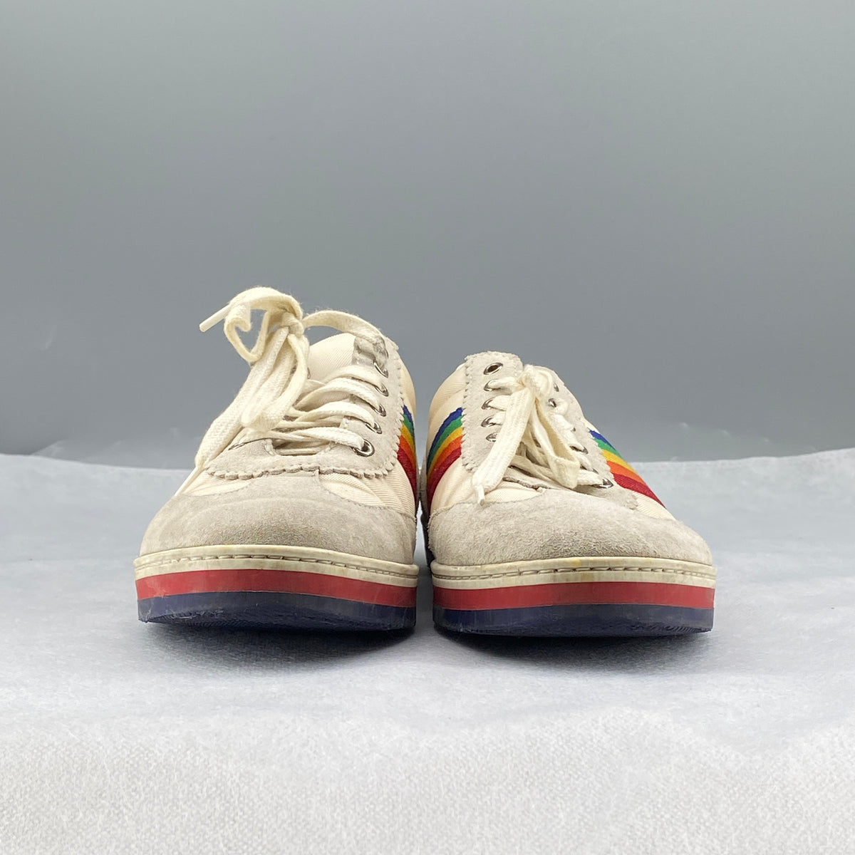 Gucci Rainbow Web Women Low‑Top Sneakers Size 37 cream