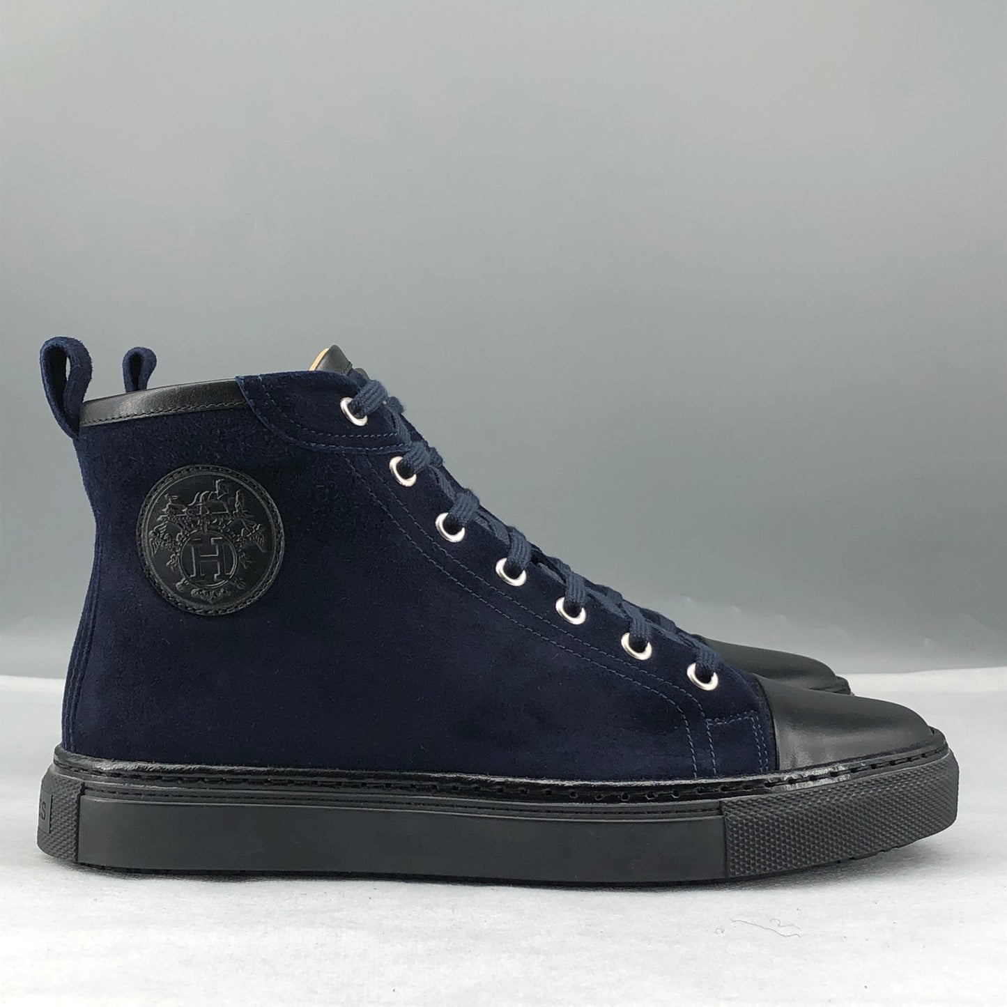 Hermes Women's Suede High Top Casual Sneakers Size 37 Navy Blue