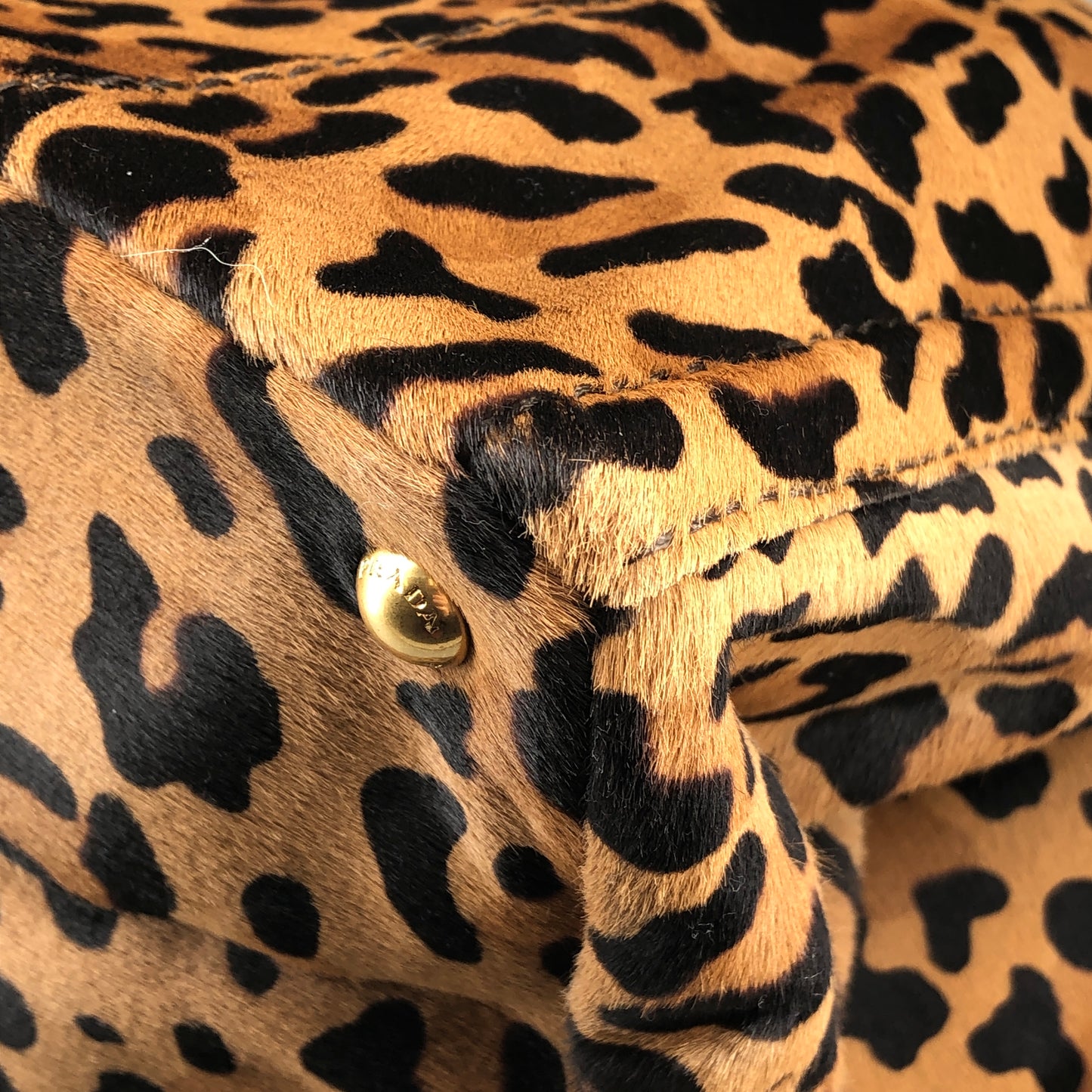 Prada Cavallino Calf Hair Tote Bag Leopard Print