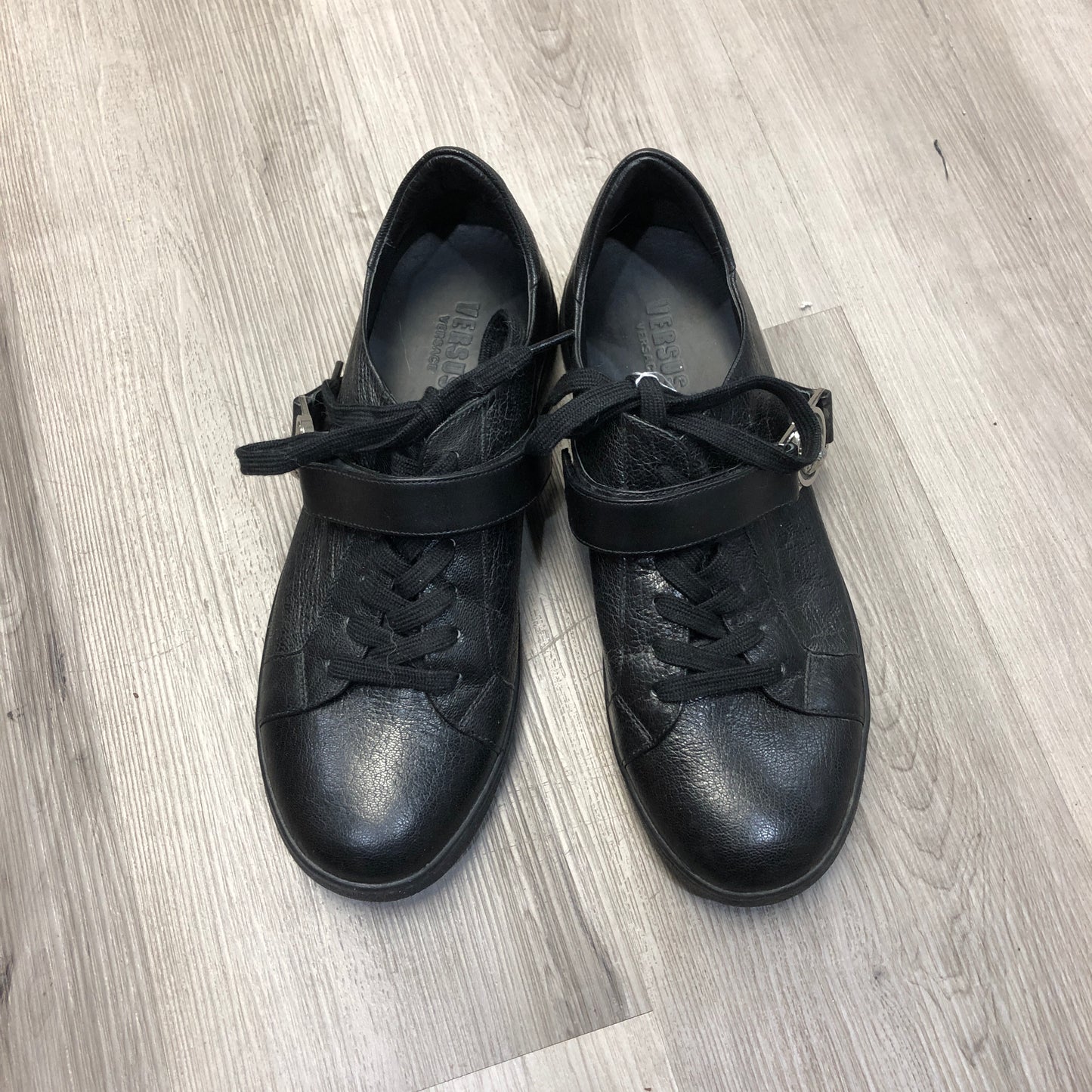 Versace Men's Black Leather Low-Top Sneakers Size 42