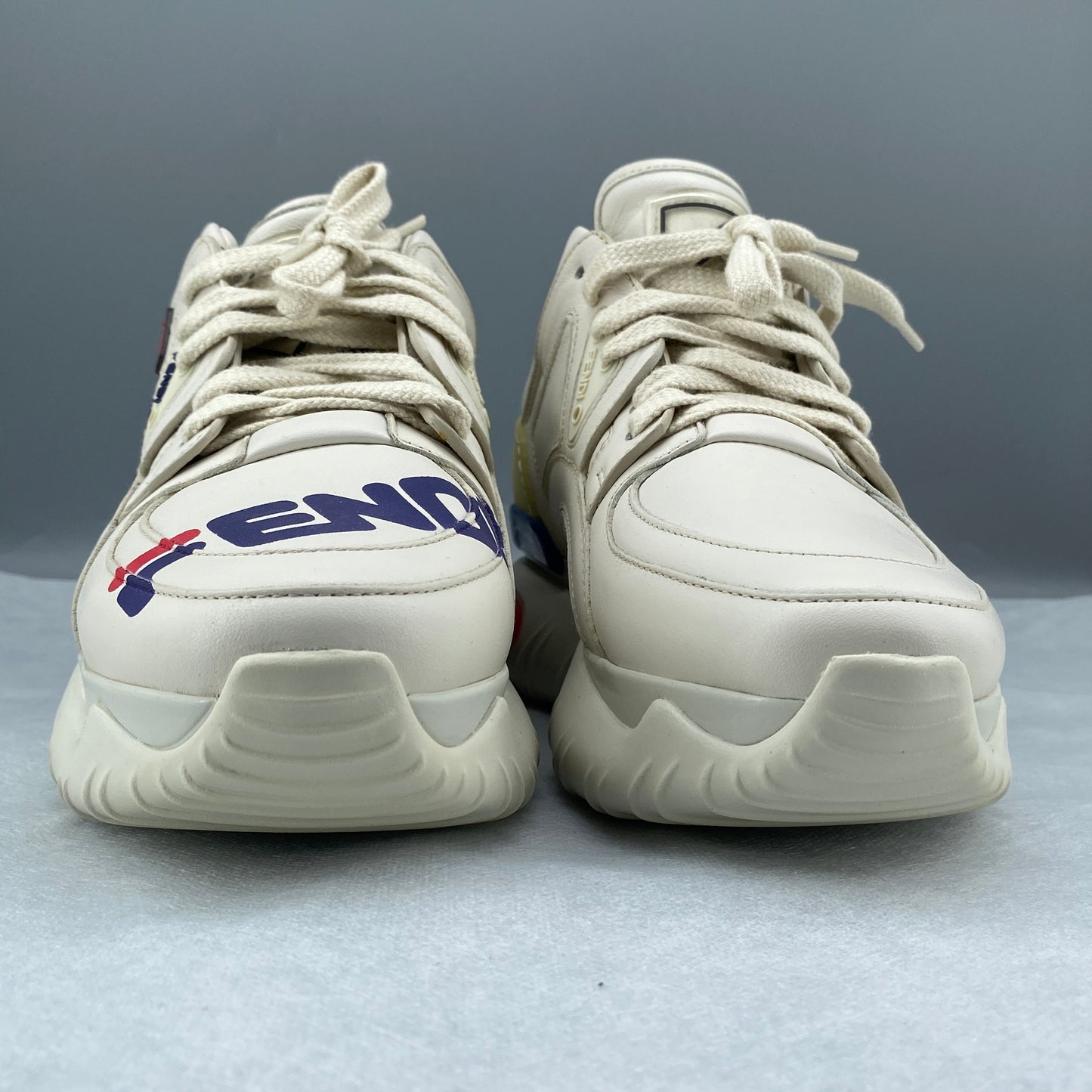 FENDI Women‘s Sneakers Size 36 Cream Blue Pink