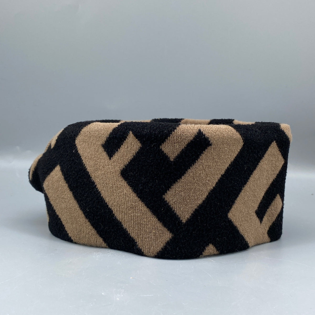 FENDI FF Knit Headband Brown/Black Size 50.5cm