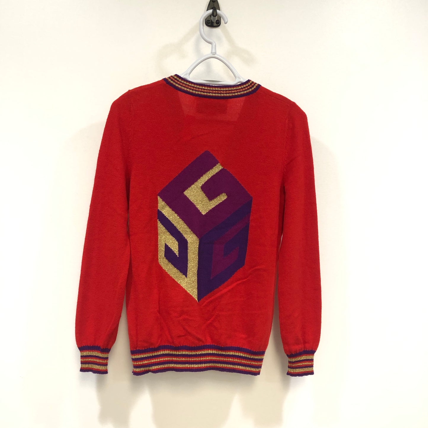 Gucci Color-Block Knit Cardigan Size XS Red/Purple/Yellow