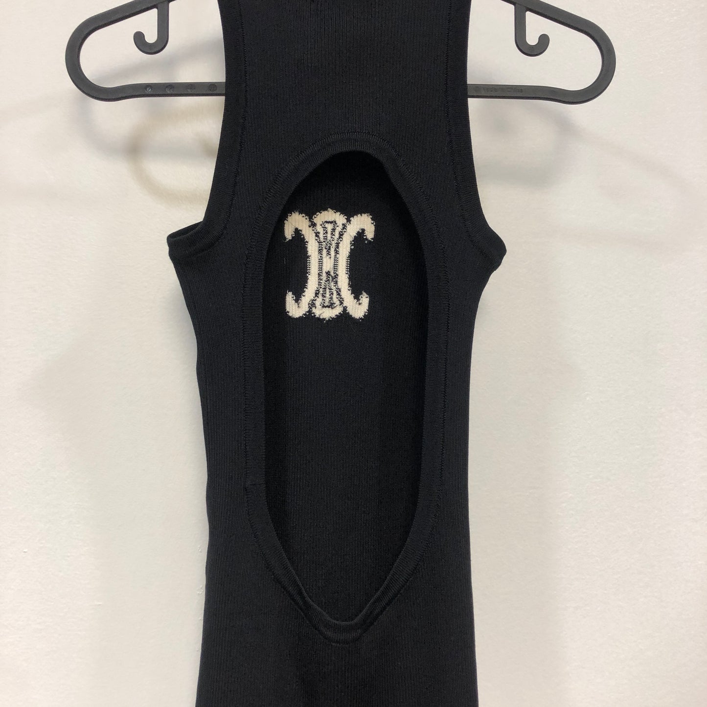 Celine NWT Black Triomphe Logo Ribbed Tank Dress Size XS