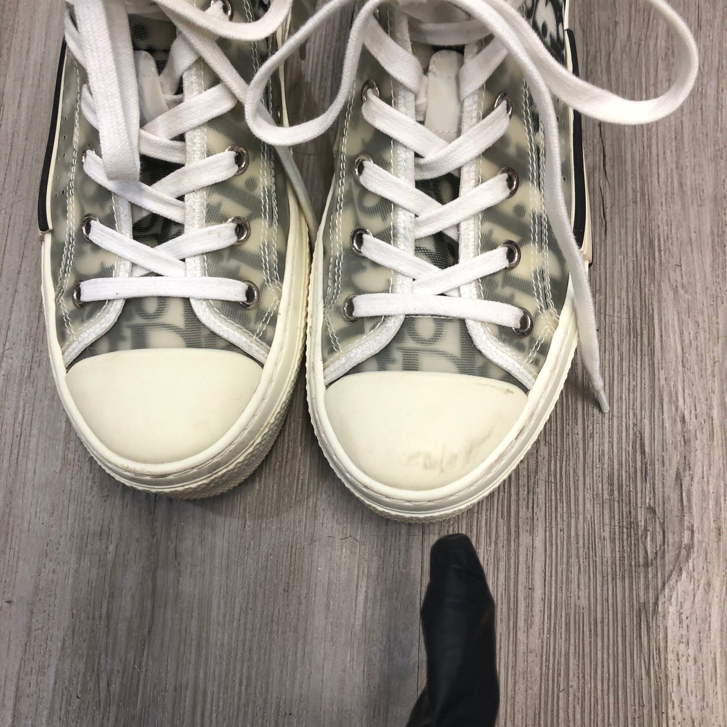 Christian Dior Women's Walk'n'Dior Oblique Jacquard Canvas Low Top Sneaker Shoes 36 Cream Black