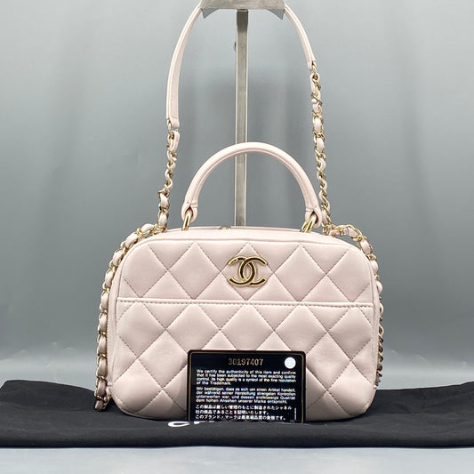 Chanel Lambskin Quilted Trendy CC Bowling Mini Bag blush pink