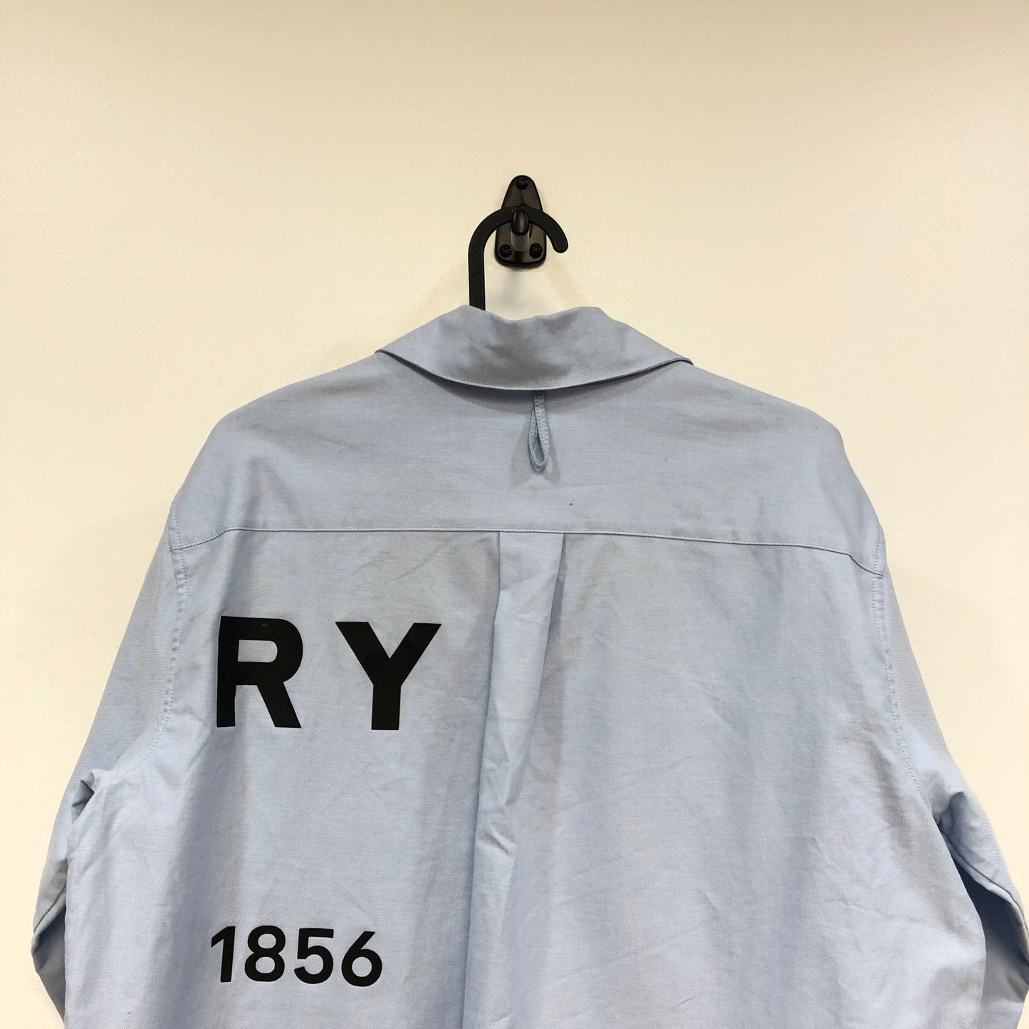 Burberry Light Blue Cotton Letter Print Oversized Long Sleeve Shirt Size 4