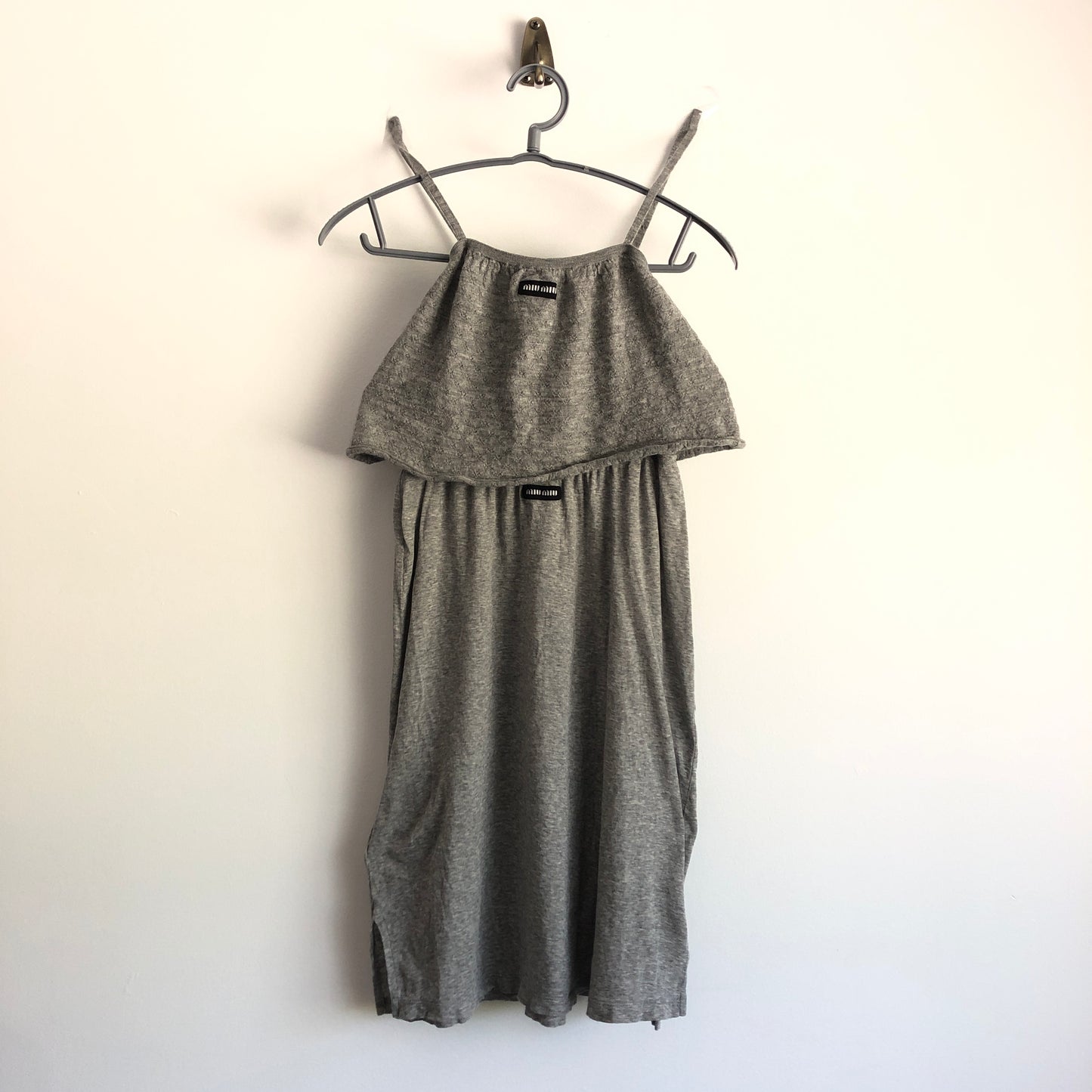 Miu Miu Grey Cotton Camisole & Midi Skirt Set Size XS