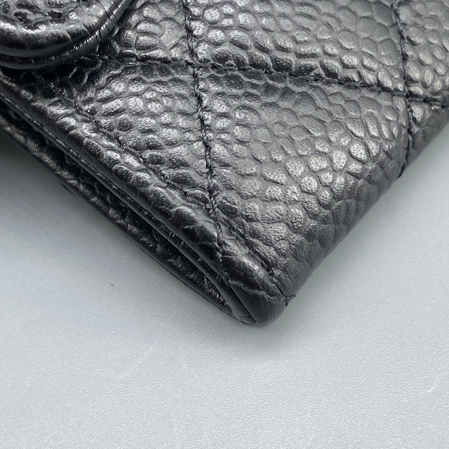 Chanel Black Caviar Quilted Leather Flap Card Wallet