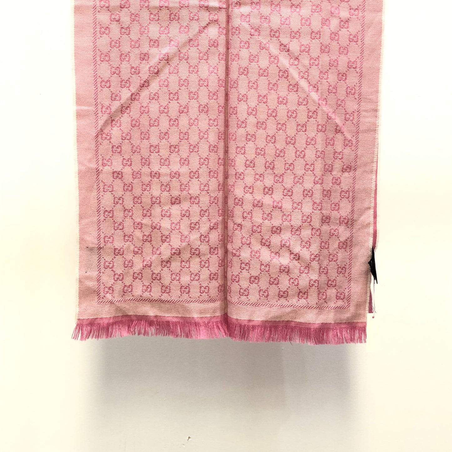 Gucci Pink & Light Pink Allover Pattern Fringed Scarf 180*48 cm