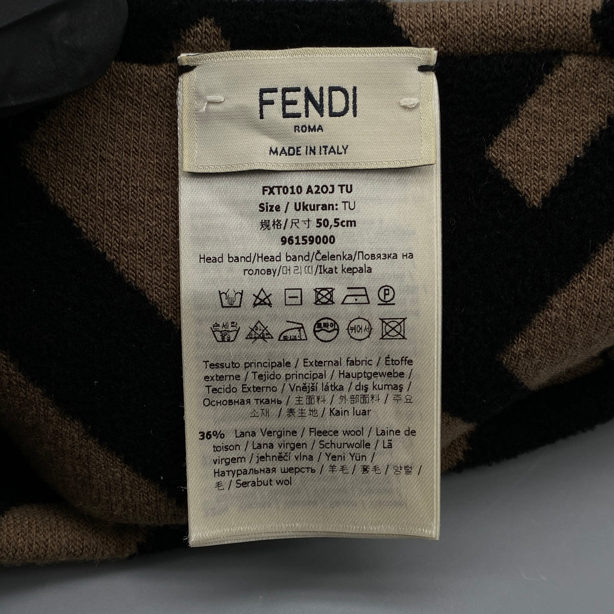 FENDI FF Knit Headband Brown/Black Size 50.5cm