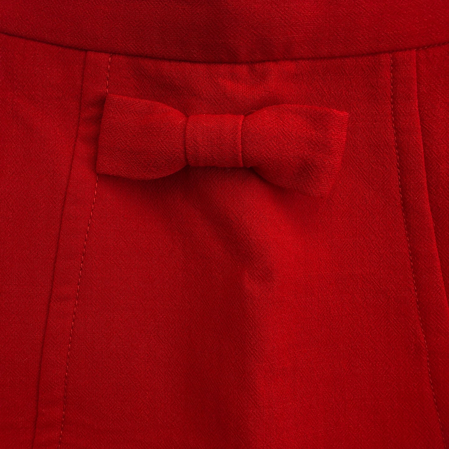 Miu Miu Red Wool Bow Detail A-Line Mini Skirt Size 38