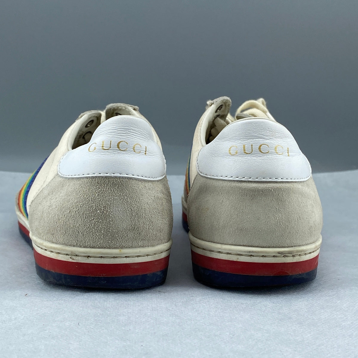 Gucci Rainbow Web Women Low‑Top Sneakers Size 37 cream
