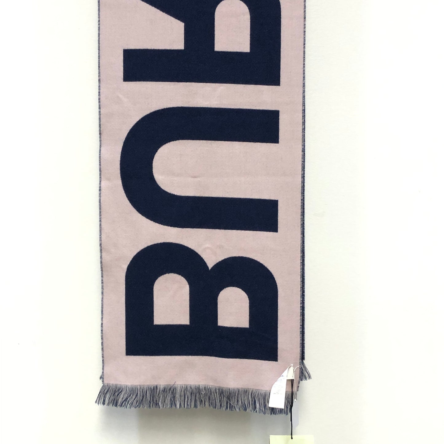 Burberry Indigo Pink Two-Tone Large Letter Logo Fringe Wool Scarf 74*13 Inches