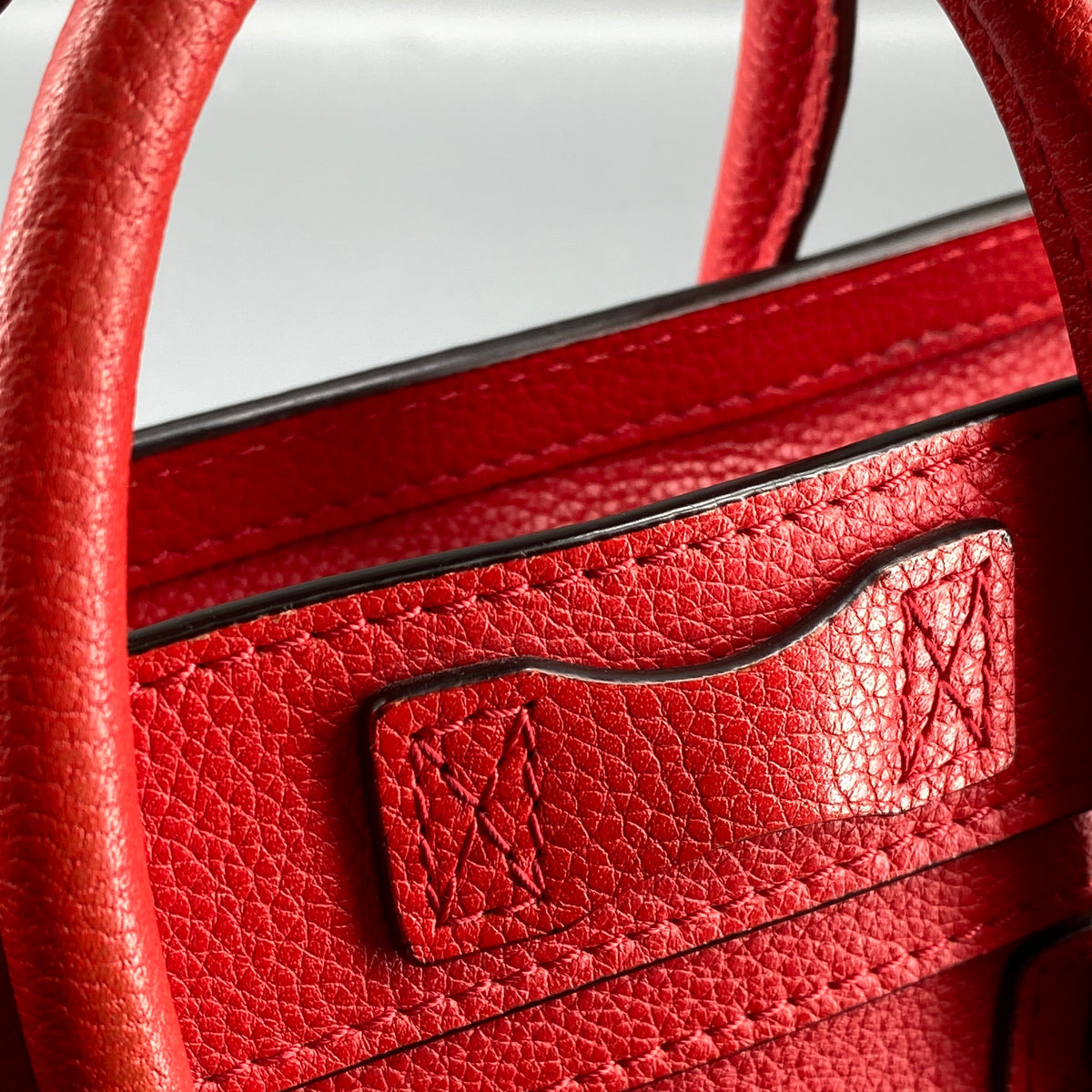 Celine Nano Luggage Red Leather Tote Bag
