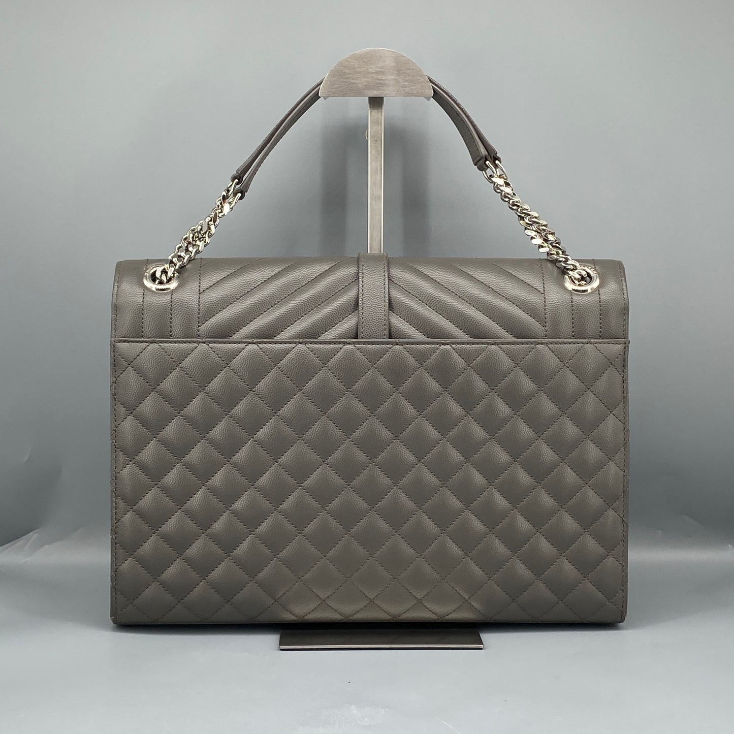 Saint Laurent Envelope Mix Matelassé Grey Chain Shoulder Bag