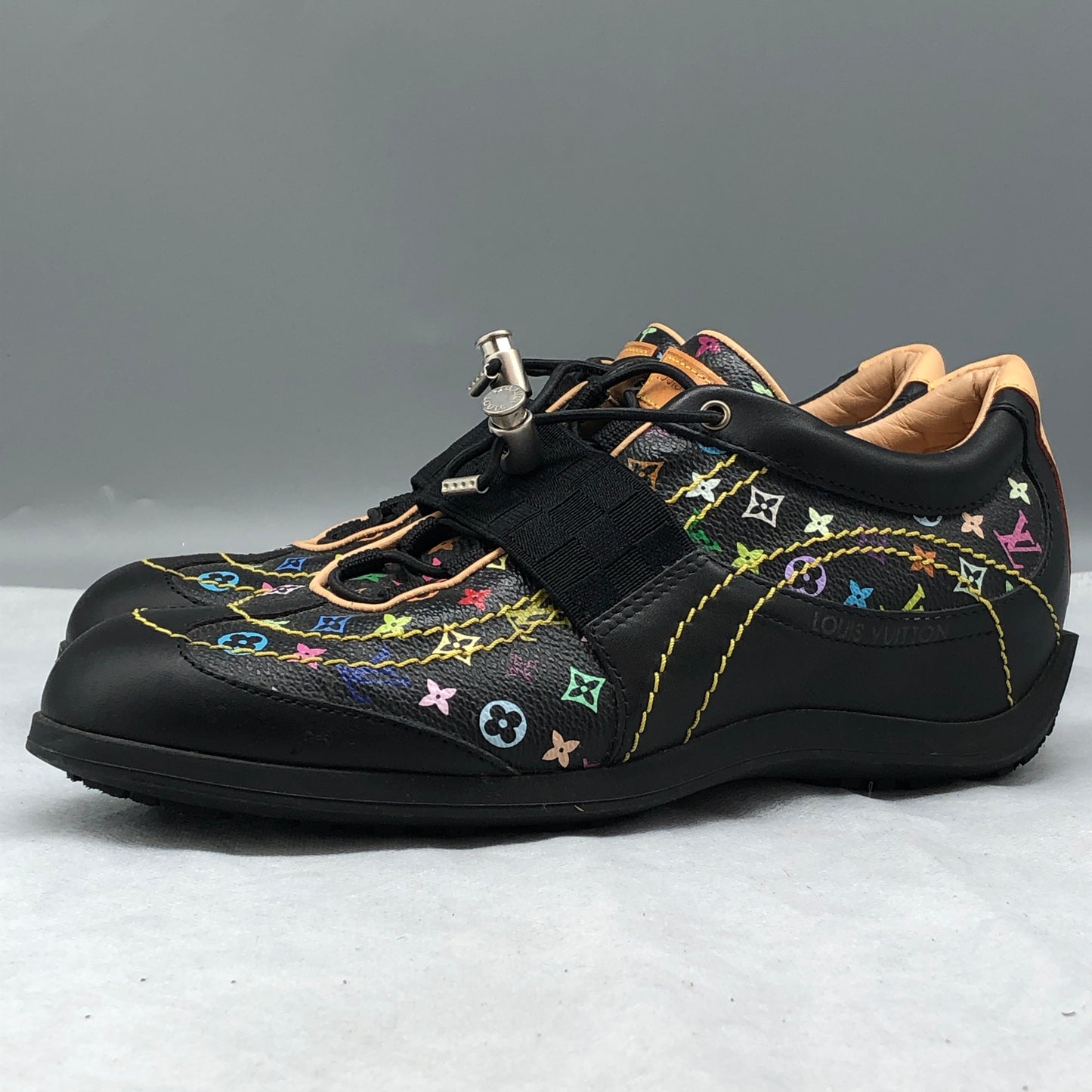 Louis Vuitton Black Multicolor Monogram Sneakers Size 36.5