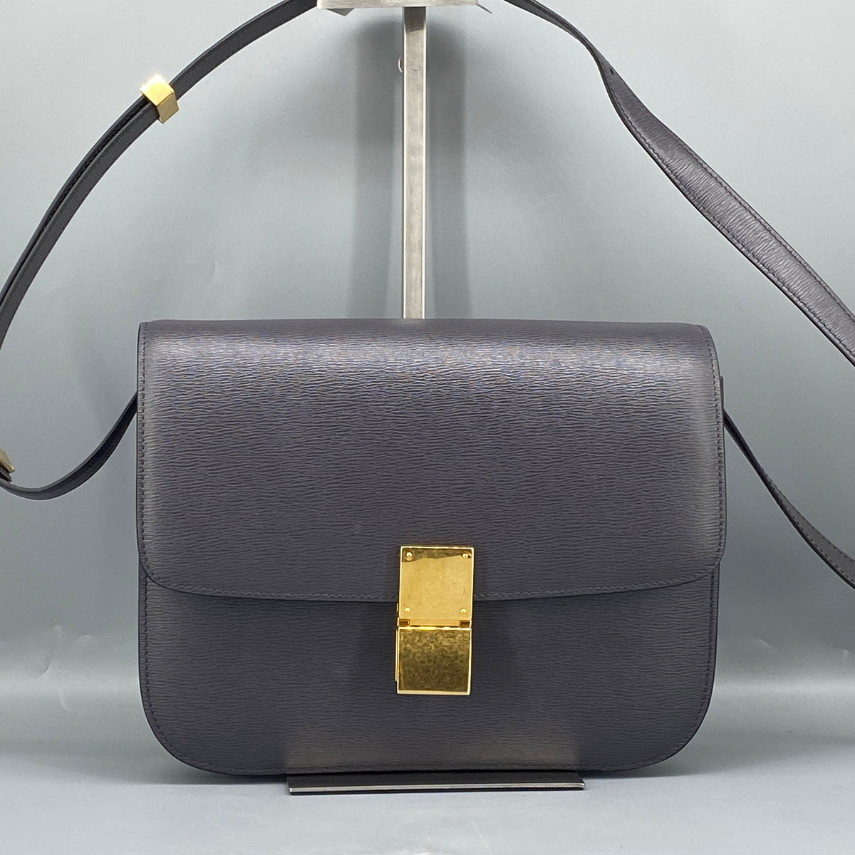Celine Medium Liege Calfskin Classic Box Bag Deep Grey