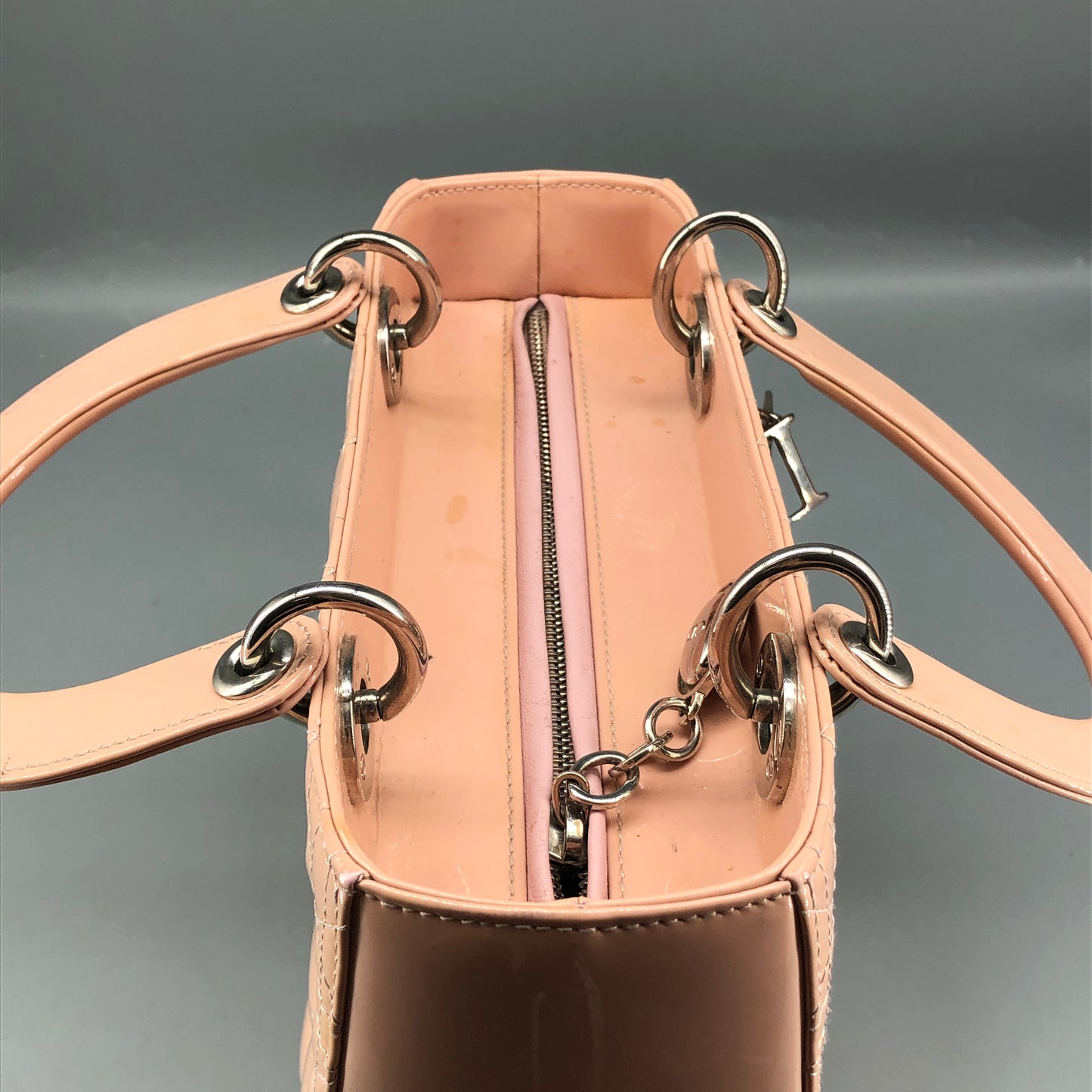 Christian Dior Lady Dior Nude Patent Cannage Leather Handbag