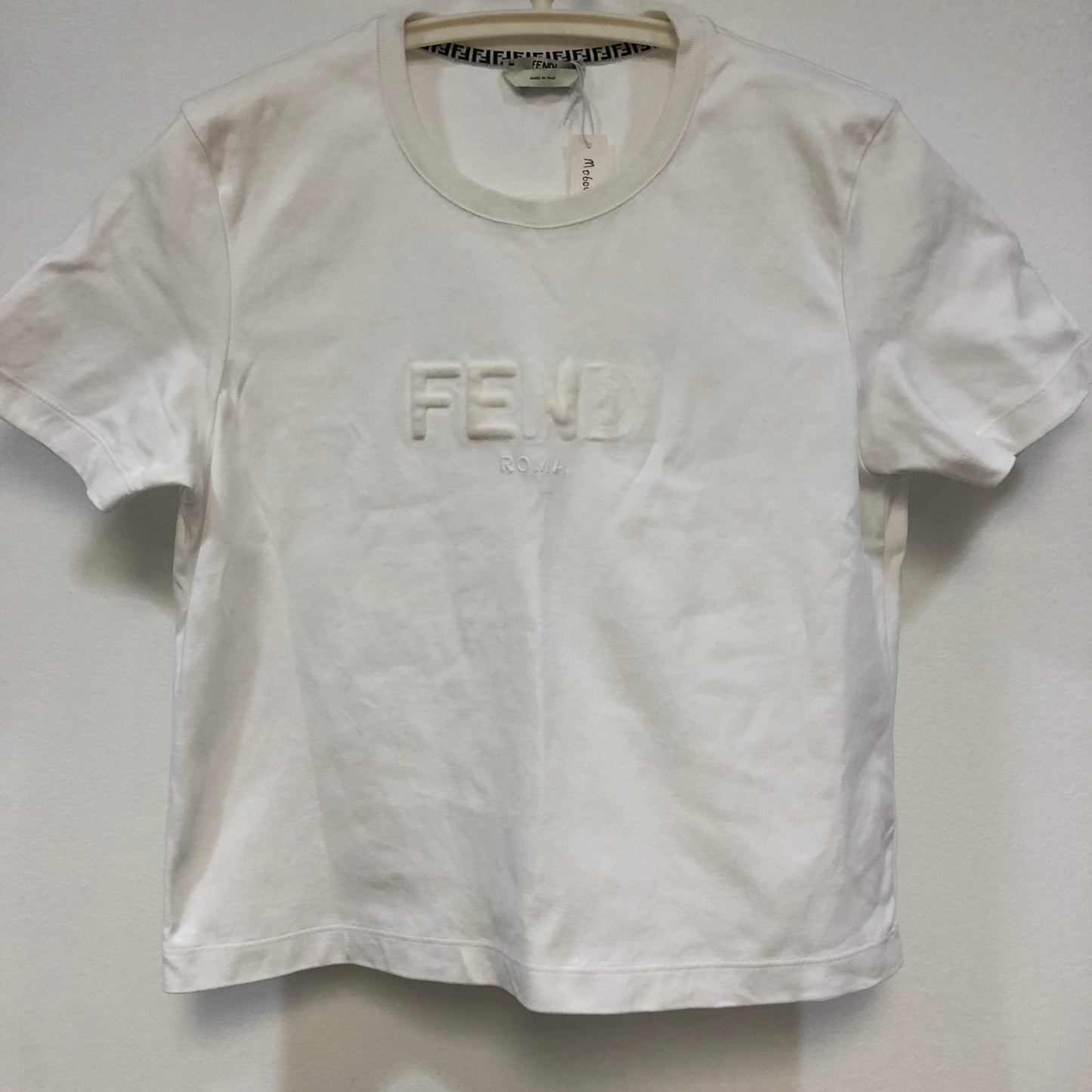 Fendi 3D Logo White Cotton Cropped T-Shirt S