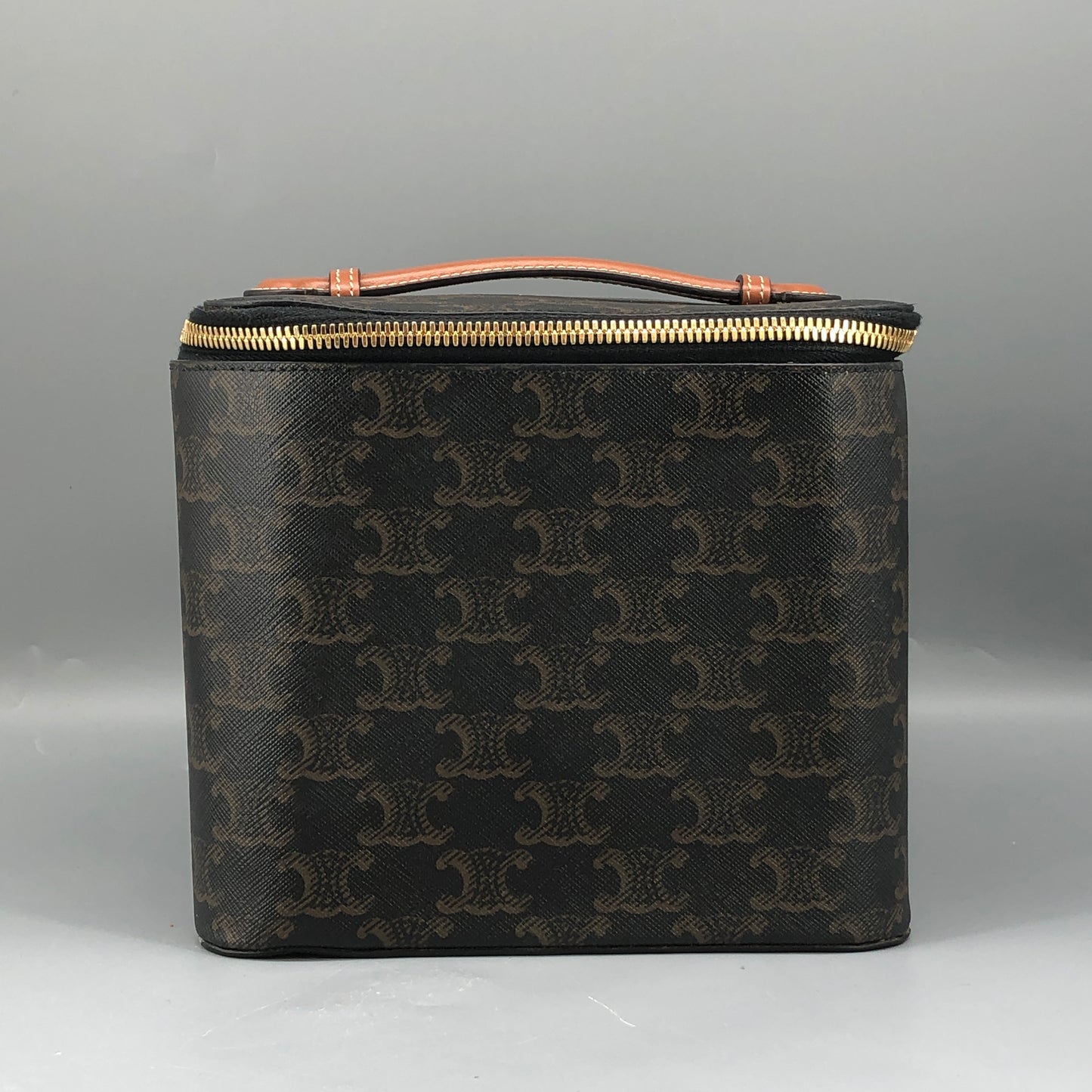 Celine Triomphe Canvas Vanity Case Bag Dark Brown