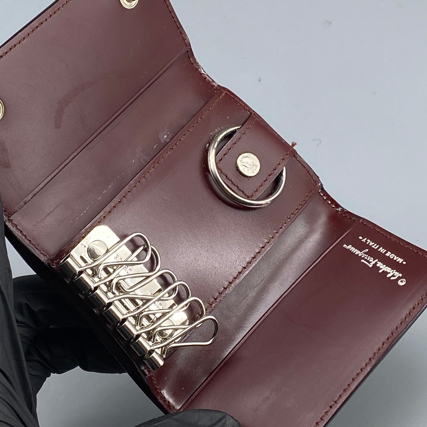 Ferragamo Reddish-Brown Leather Key Case