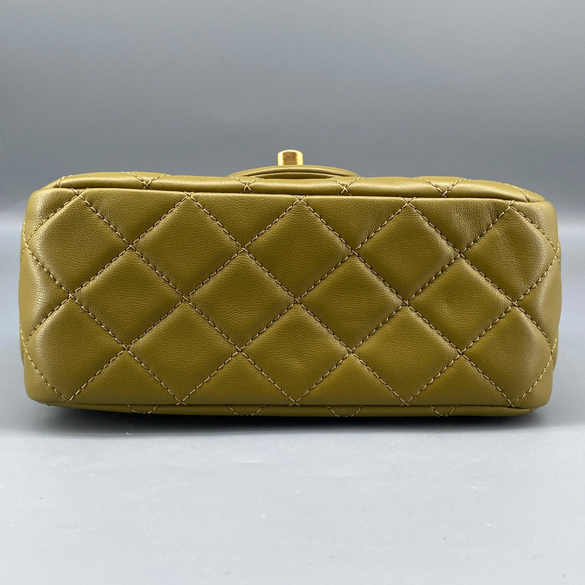 Chanel Olive Green Quilted  Lambskin Ball Charm Flap Bag