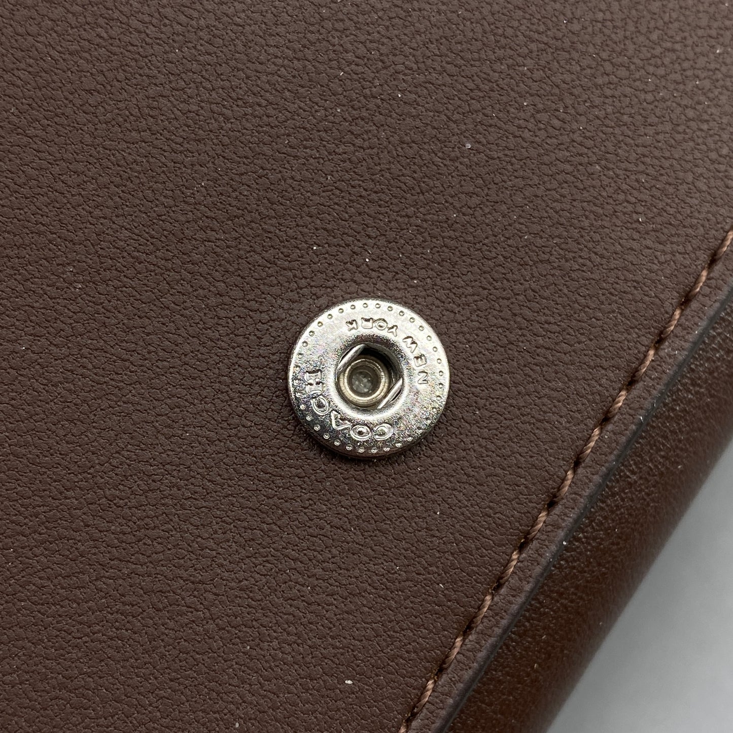 Coach Deep Brown Smooth Leather Flip Card Wallet