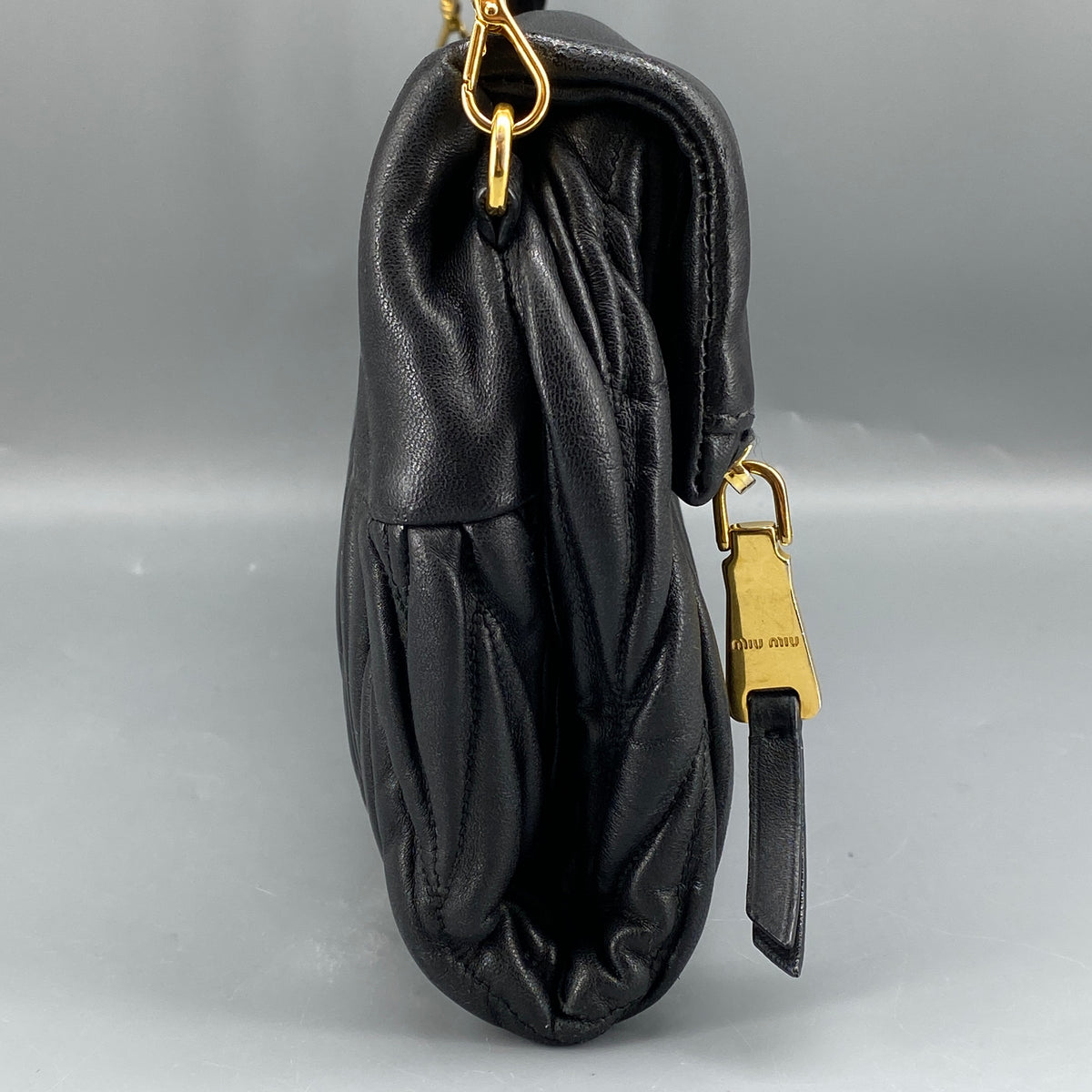 Miu Miu Matelasse Leather Crossbody Bag Black