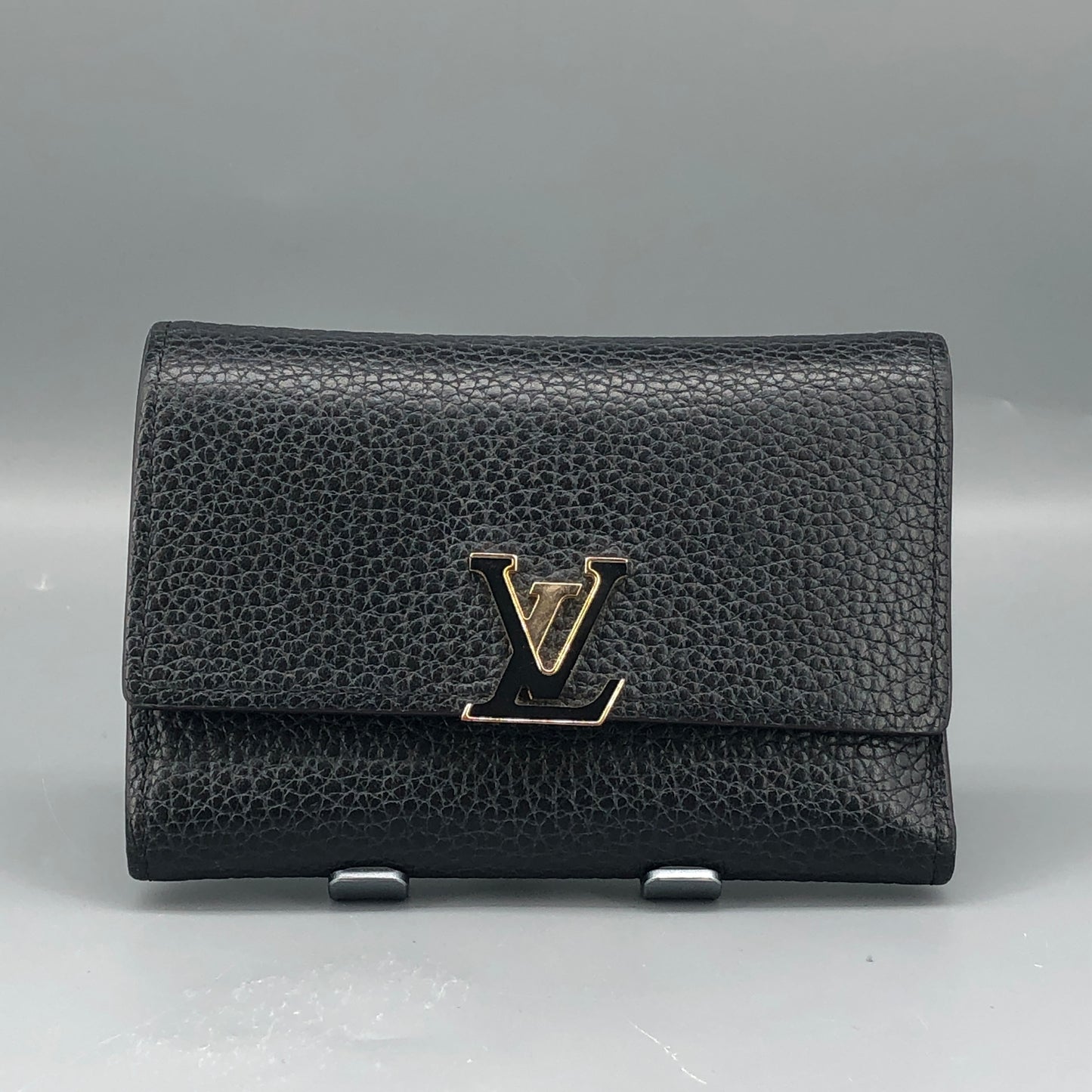 Louis Vuitton Black Taurillon Leather LV Twist Compact Wallet