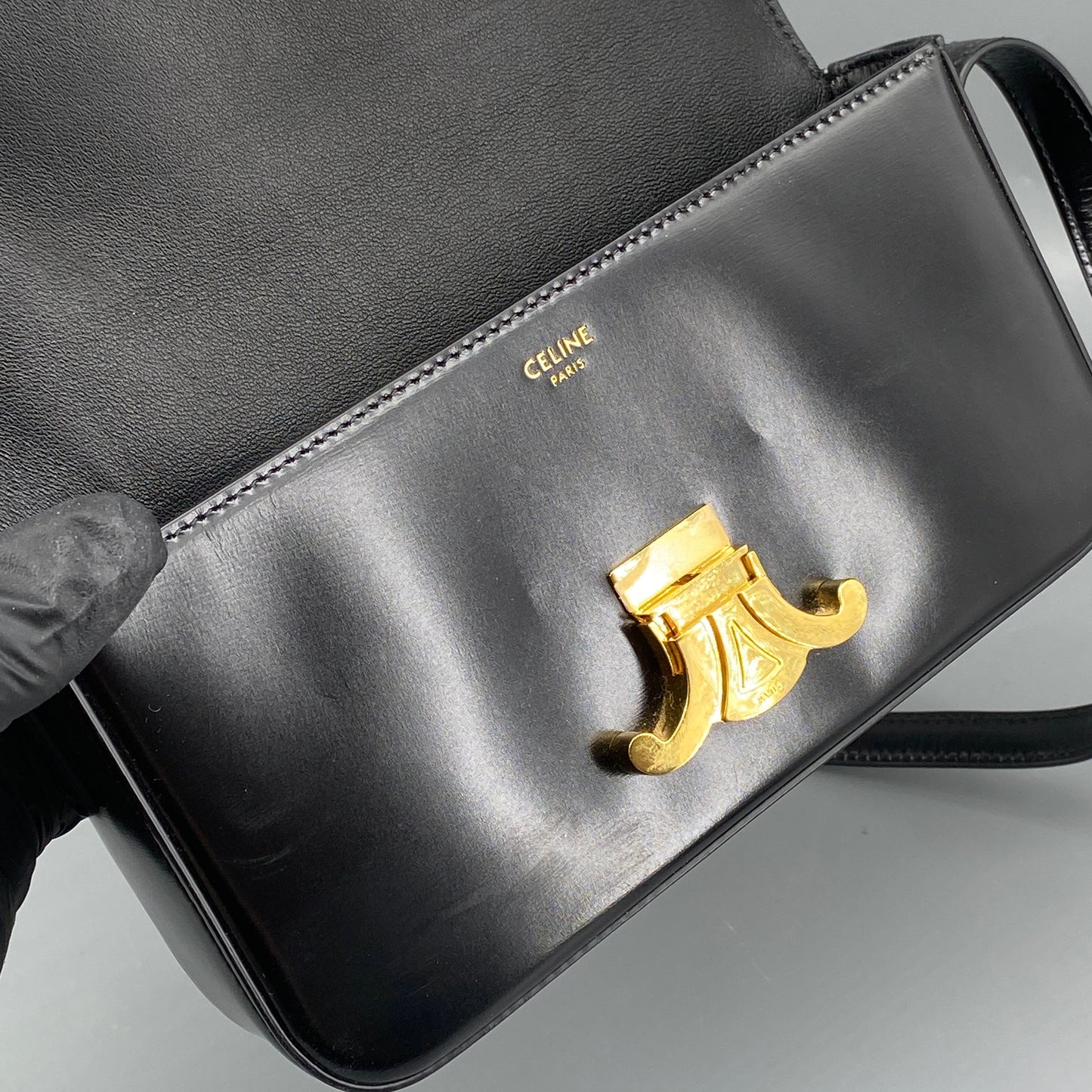 Celine Black Triomphe Shoulder Bag