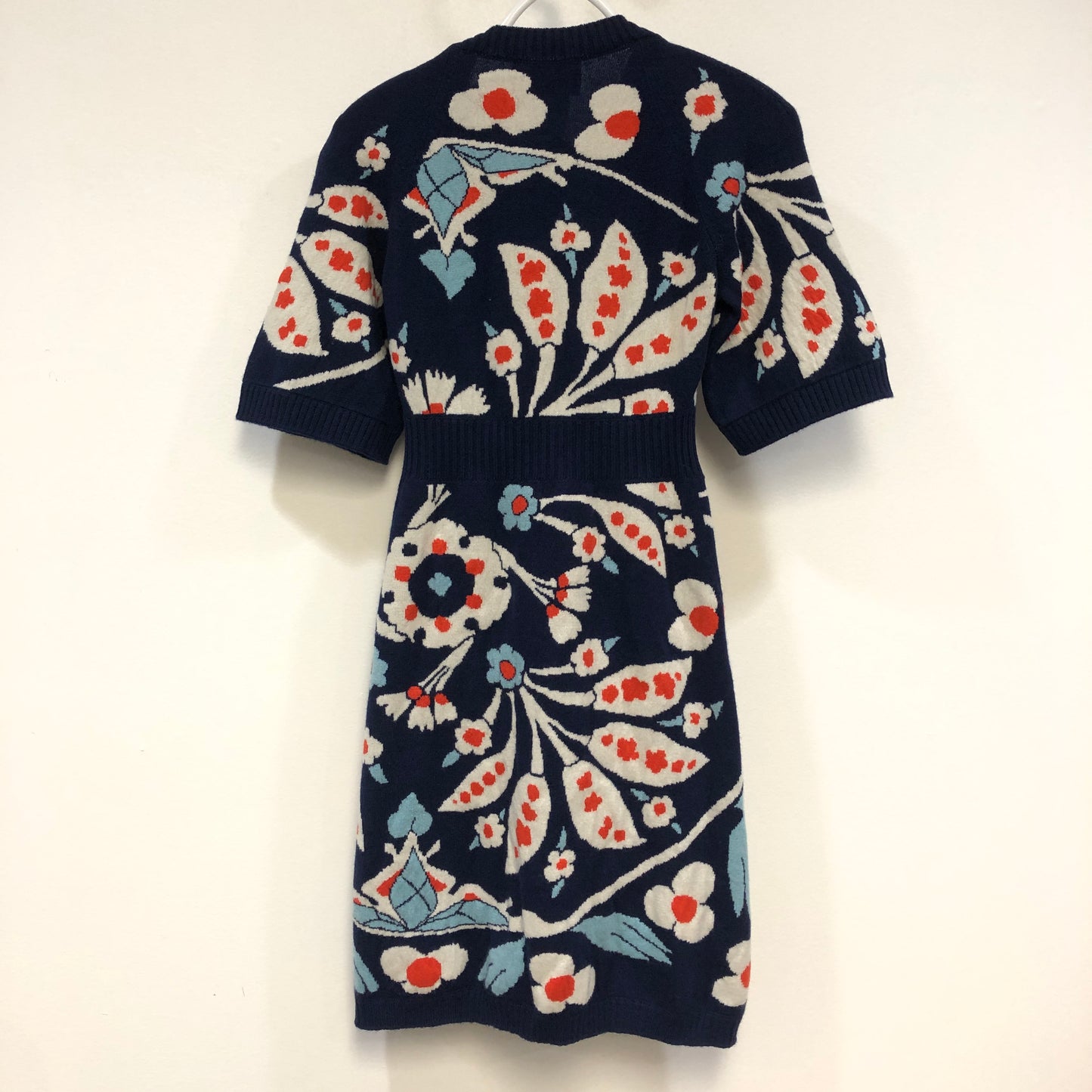 Chanel Navy Blue Floral Print Shirt Dress Size 36