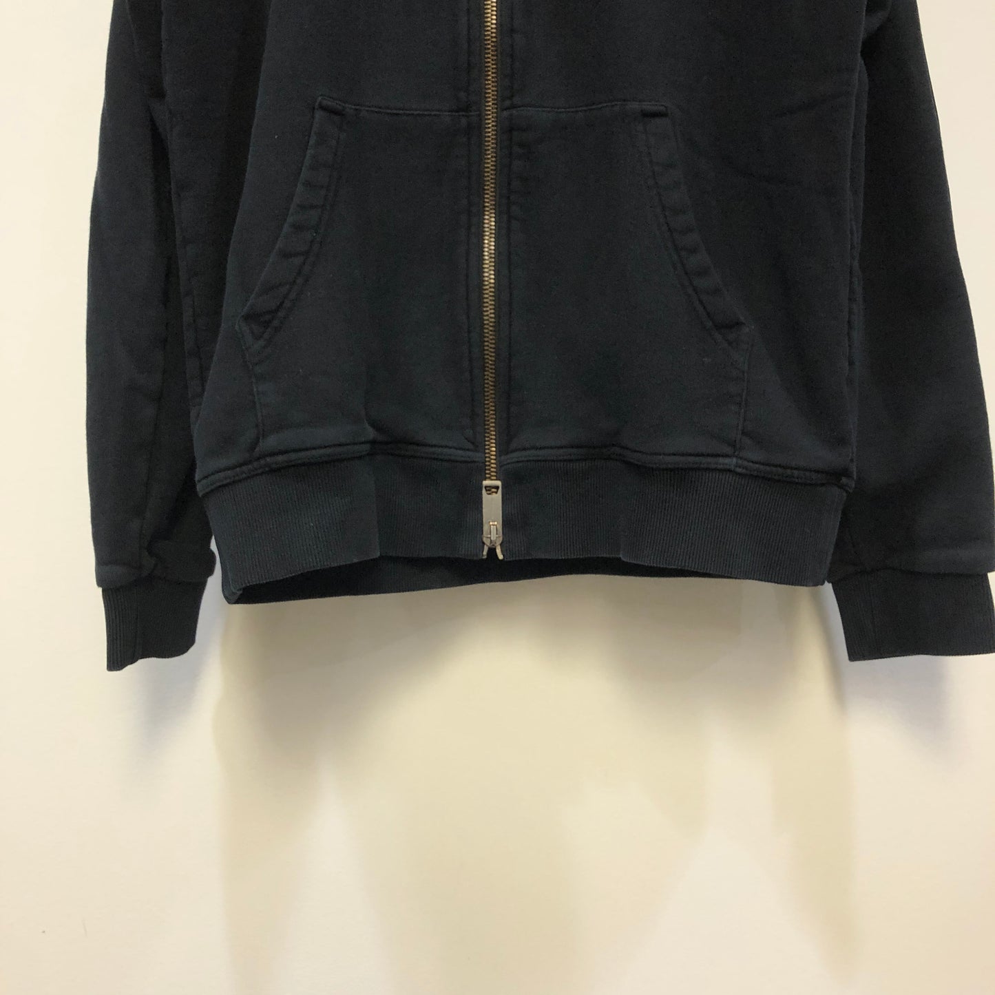 Burberry Black Full‑Zip Hoodie Logo Tape Sweatshirt Size S