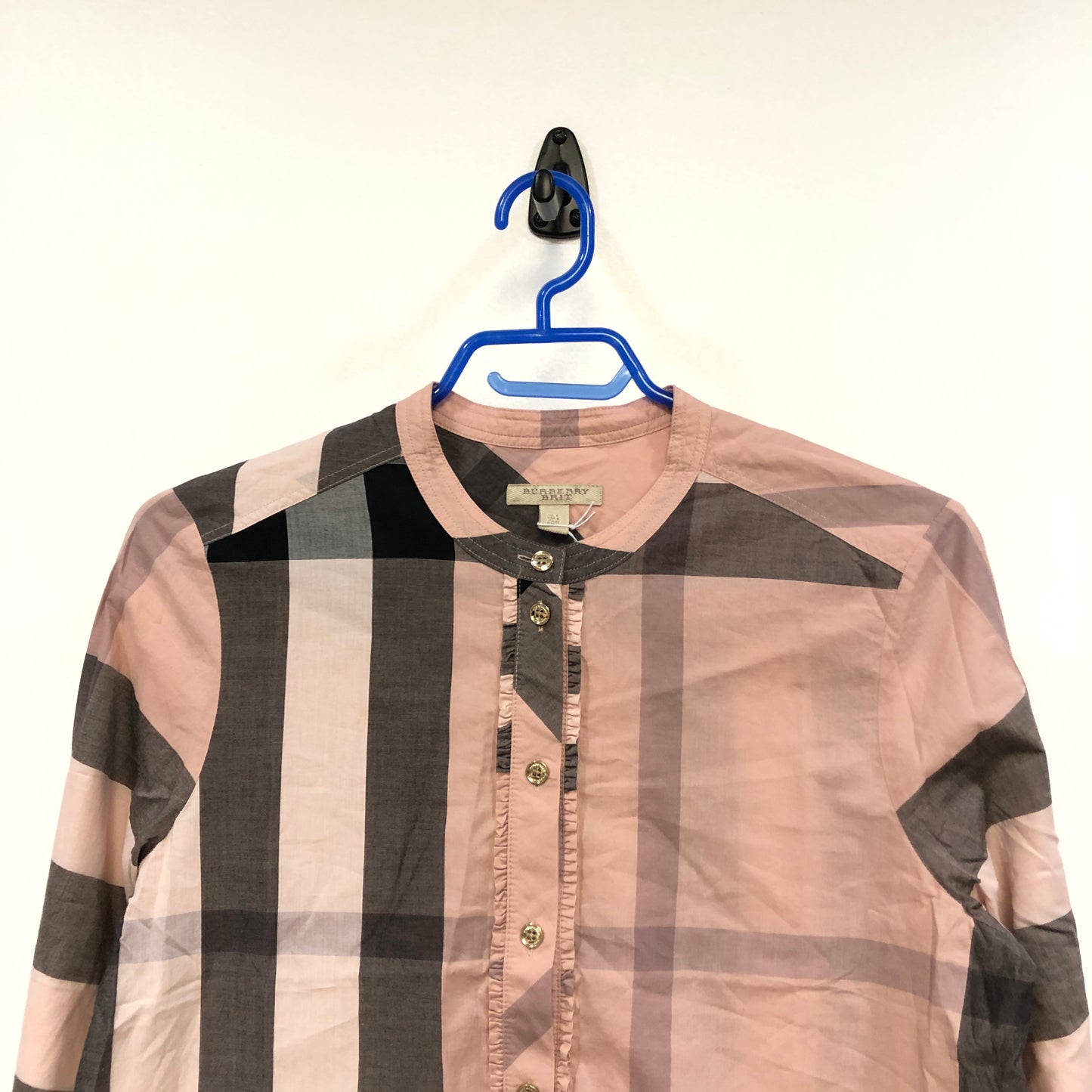 Burberry Mist Pink Vintage Check Long Sleeve Shirt Size 6