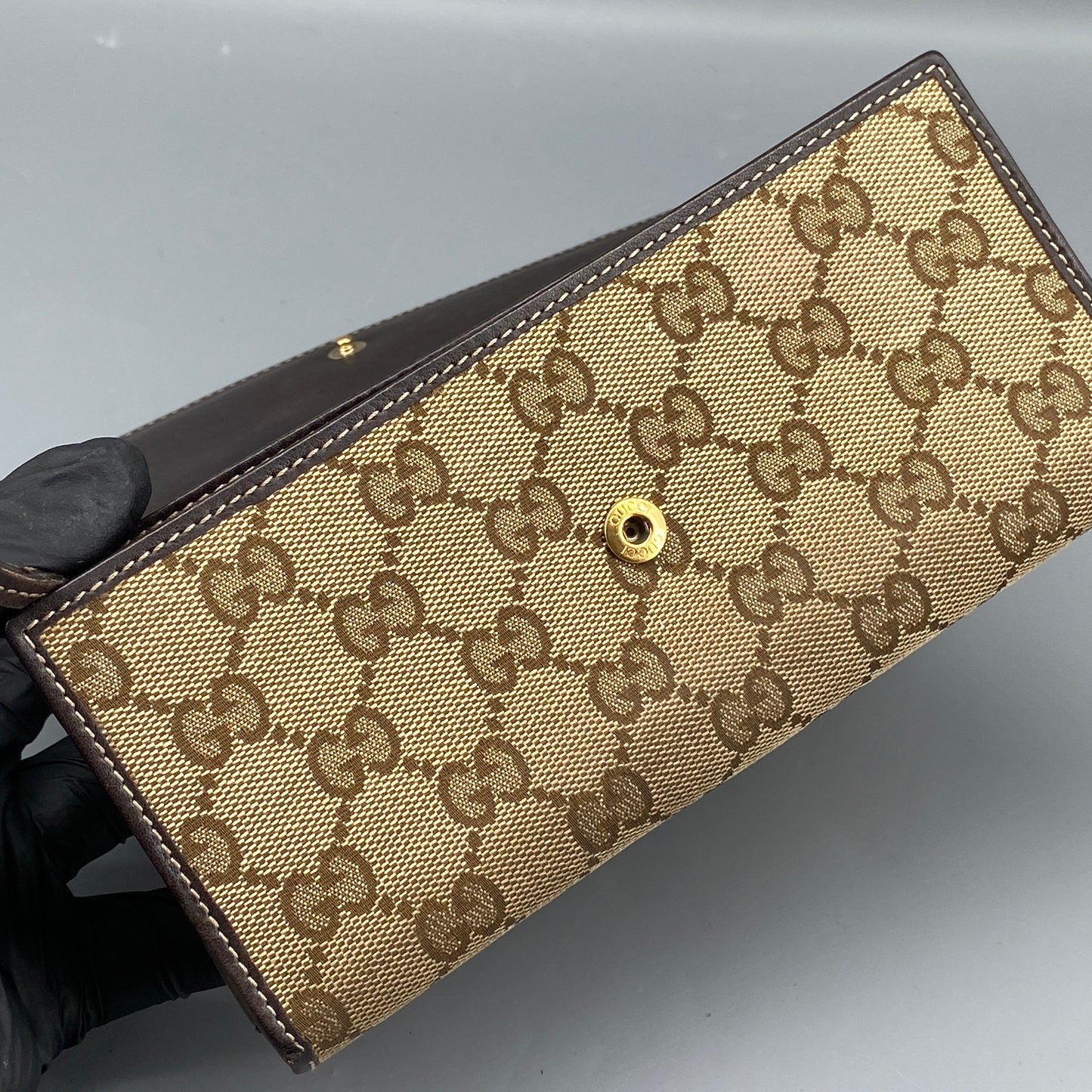 Gucci Beige GG Canvas Heart Double G Snap Long Wallet