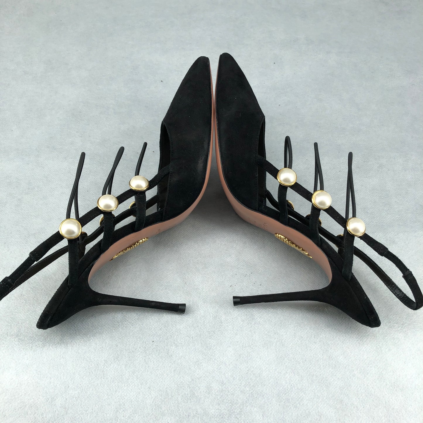 Aquazzura Women's Pearl Strap Pumps Size 39 Black
