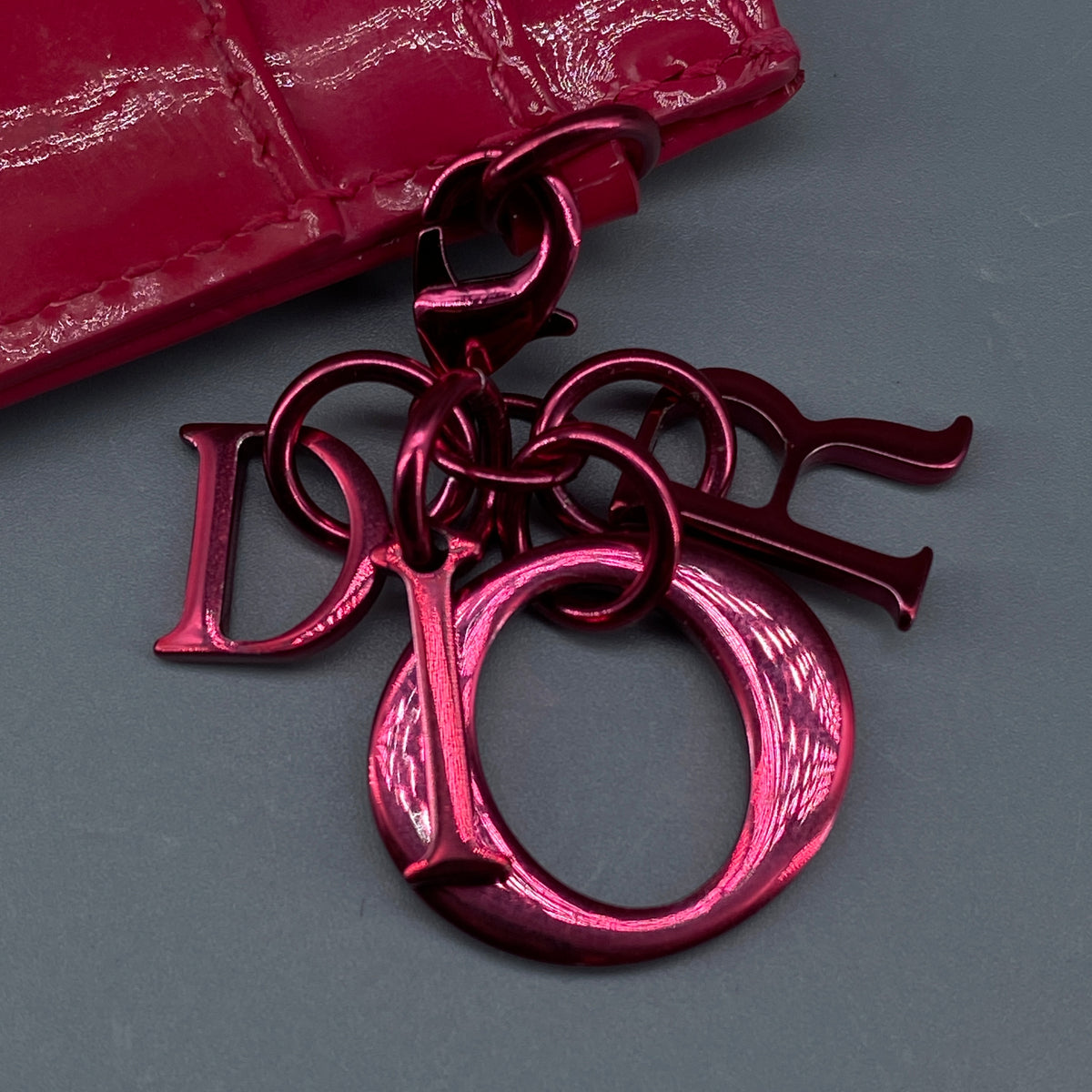 Christian Dior Cannage Patent Leather Card Holder Hot Pink
