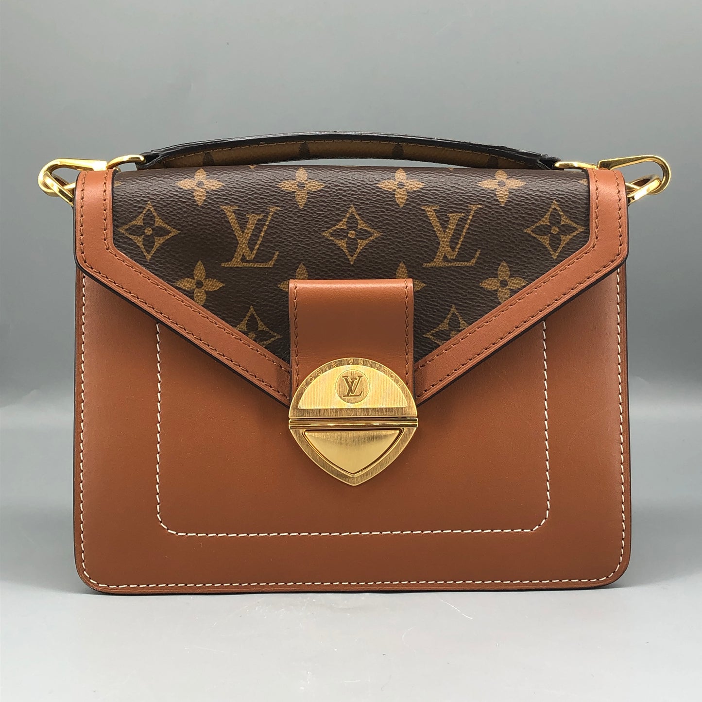Louis Vuitton Monogram & Leather Biface Crossbody Bag Brown