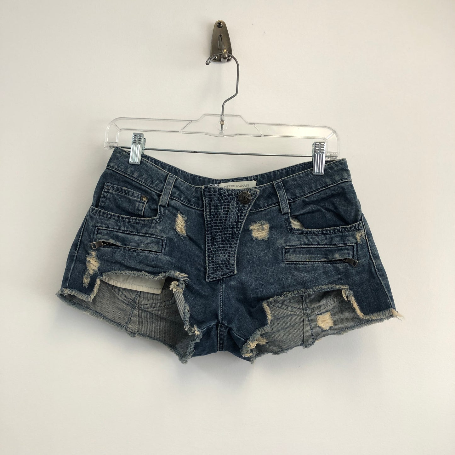 Balmain Distressed Denim Cut-Off Shorts Size 26