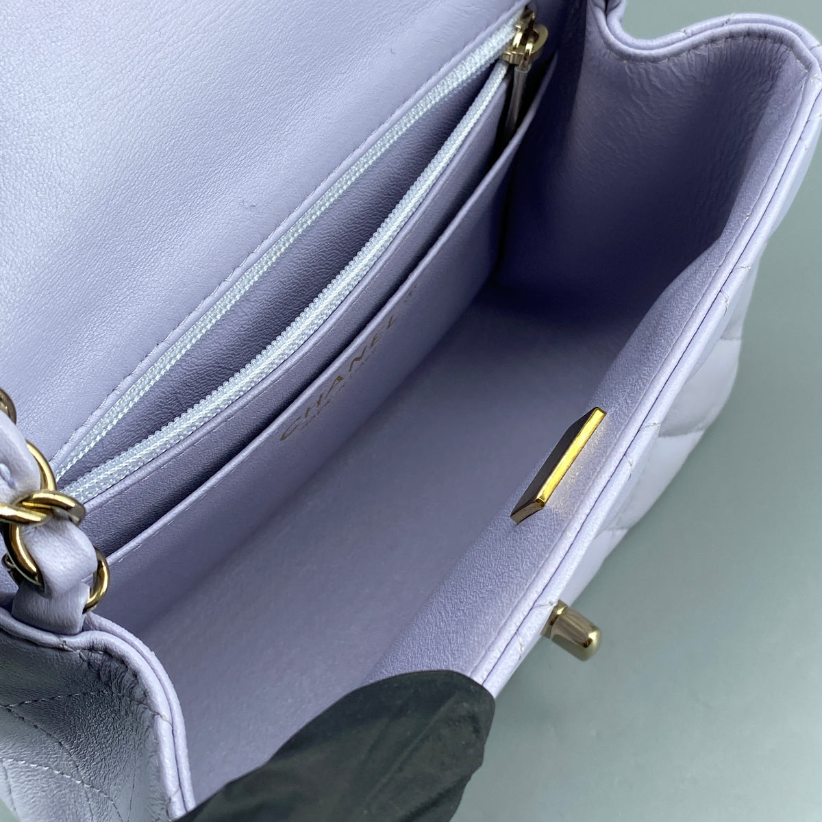 Chanel Classic Quilted Flap Mini Bag Lavendar Lambskin Leather